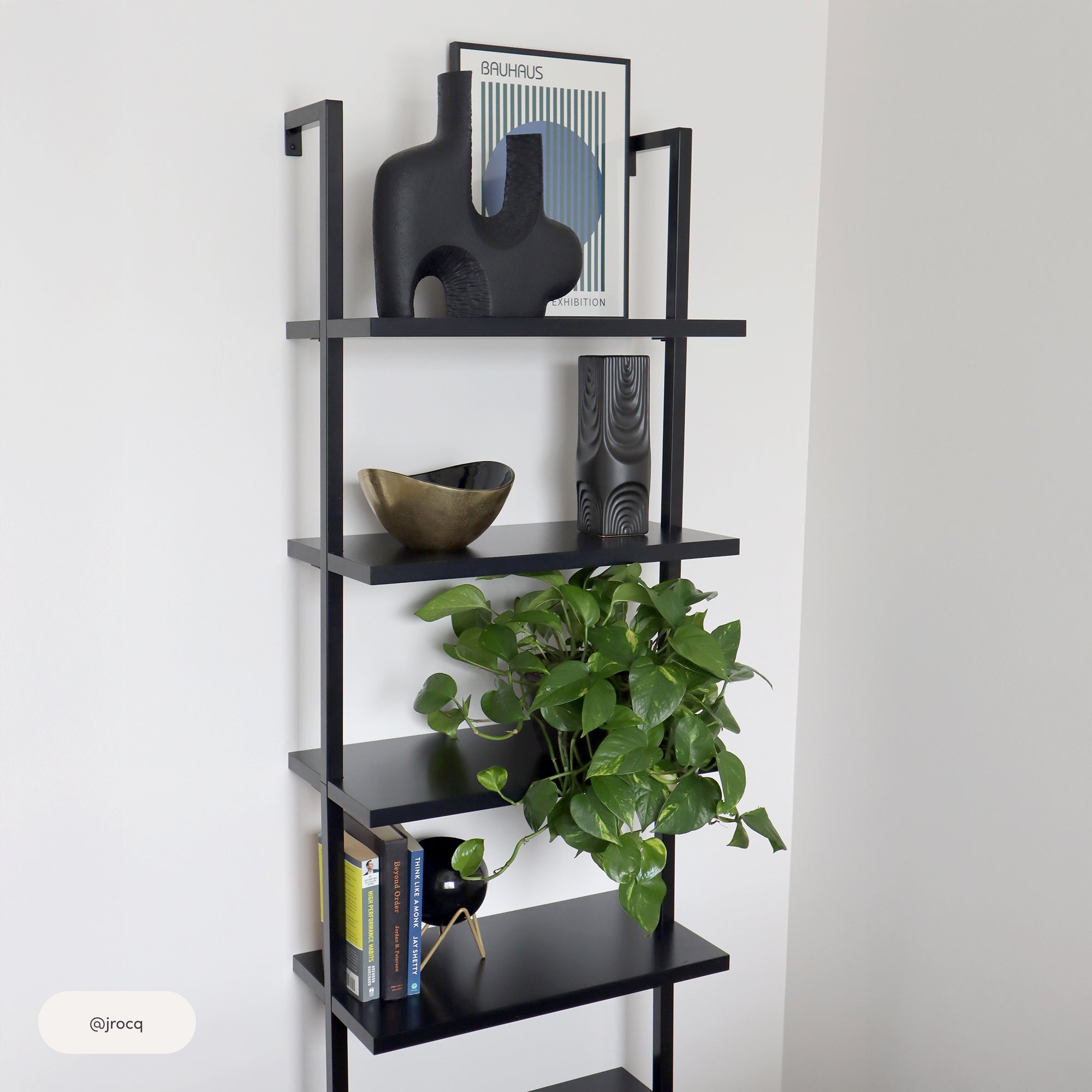 Theo Wood Wall Mount Black Ladder Bookshelf Set of 4 | Nathan James