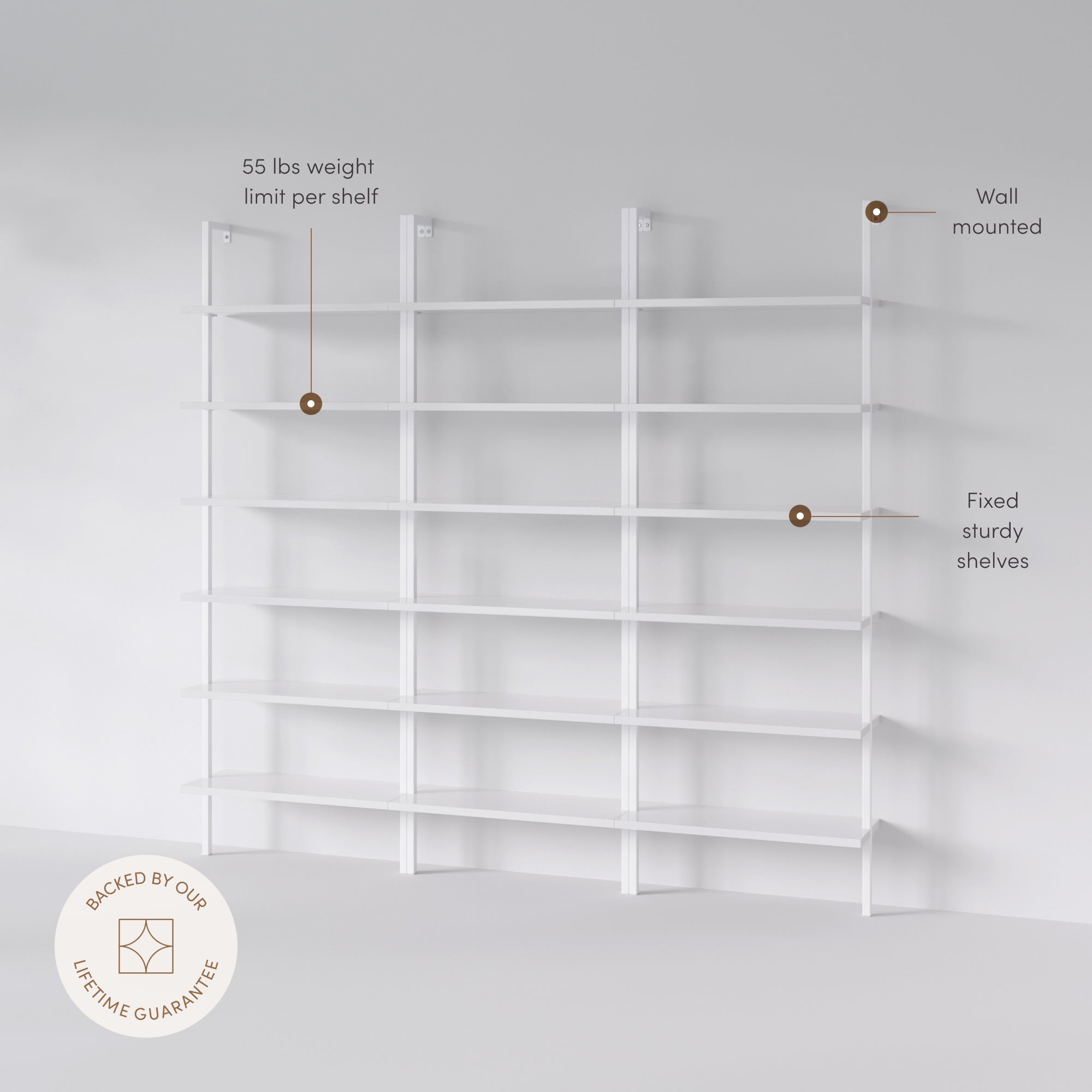 Theo 6-Shelf Ladder Bookshelf White Set of 3 | Nathan James