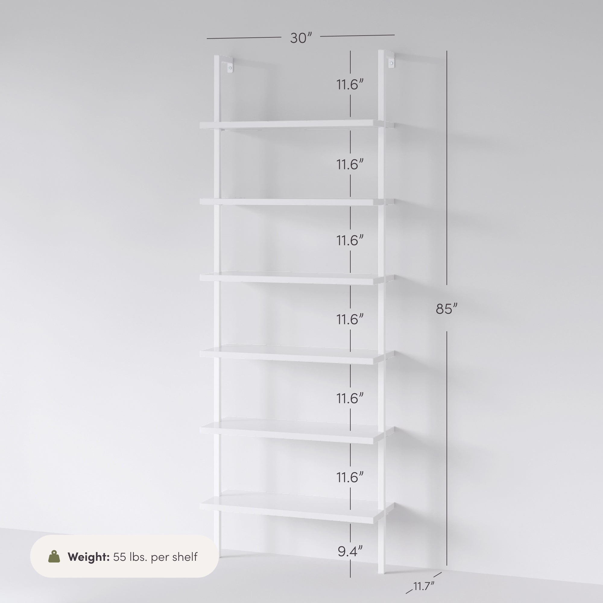 Theo Bookshelf White 6-Shelf Ladder | Nathan James