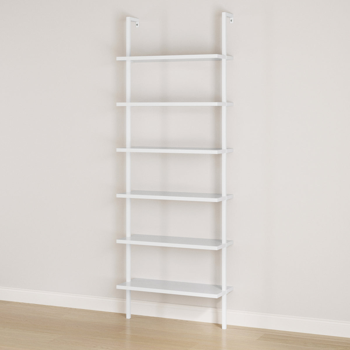 6-Shelf Ladder Bookshelf White