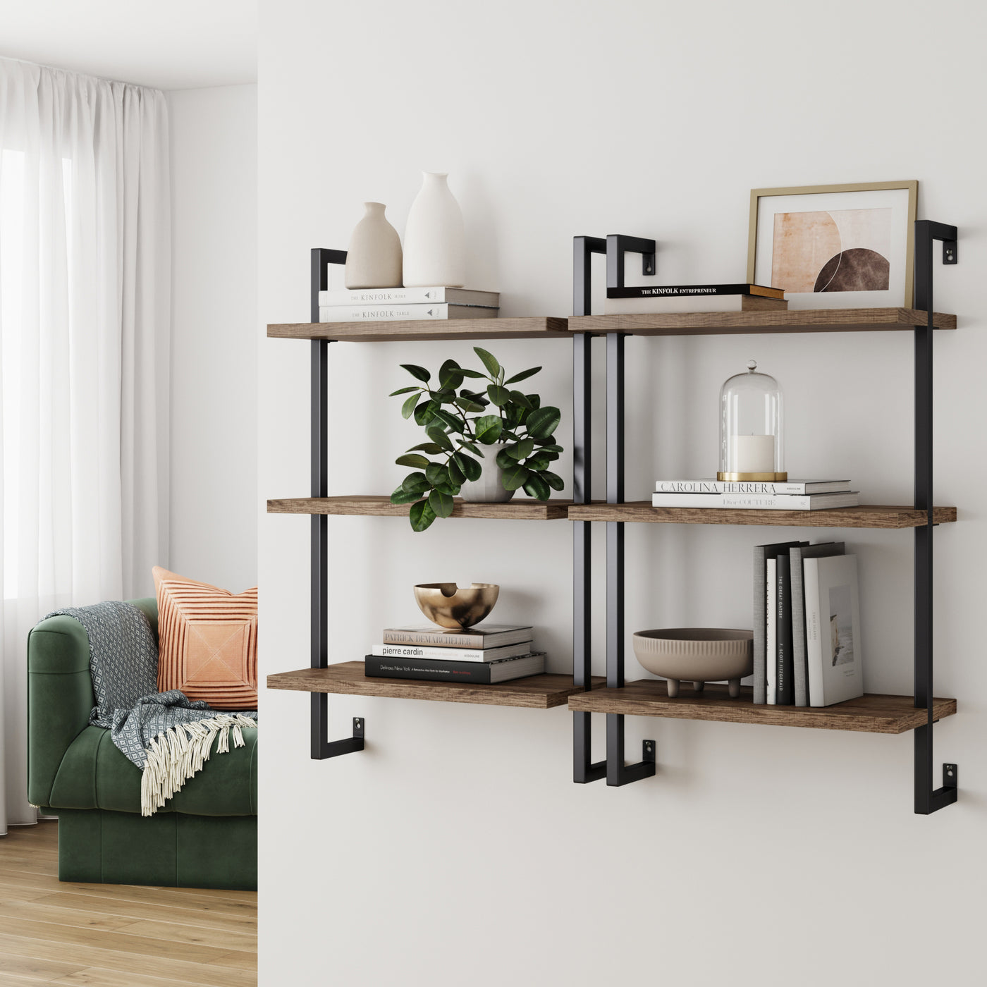 Theo Wood Floating Wall Mount Ladder Bookshelf | Nathan James