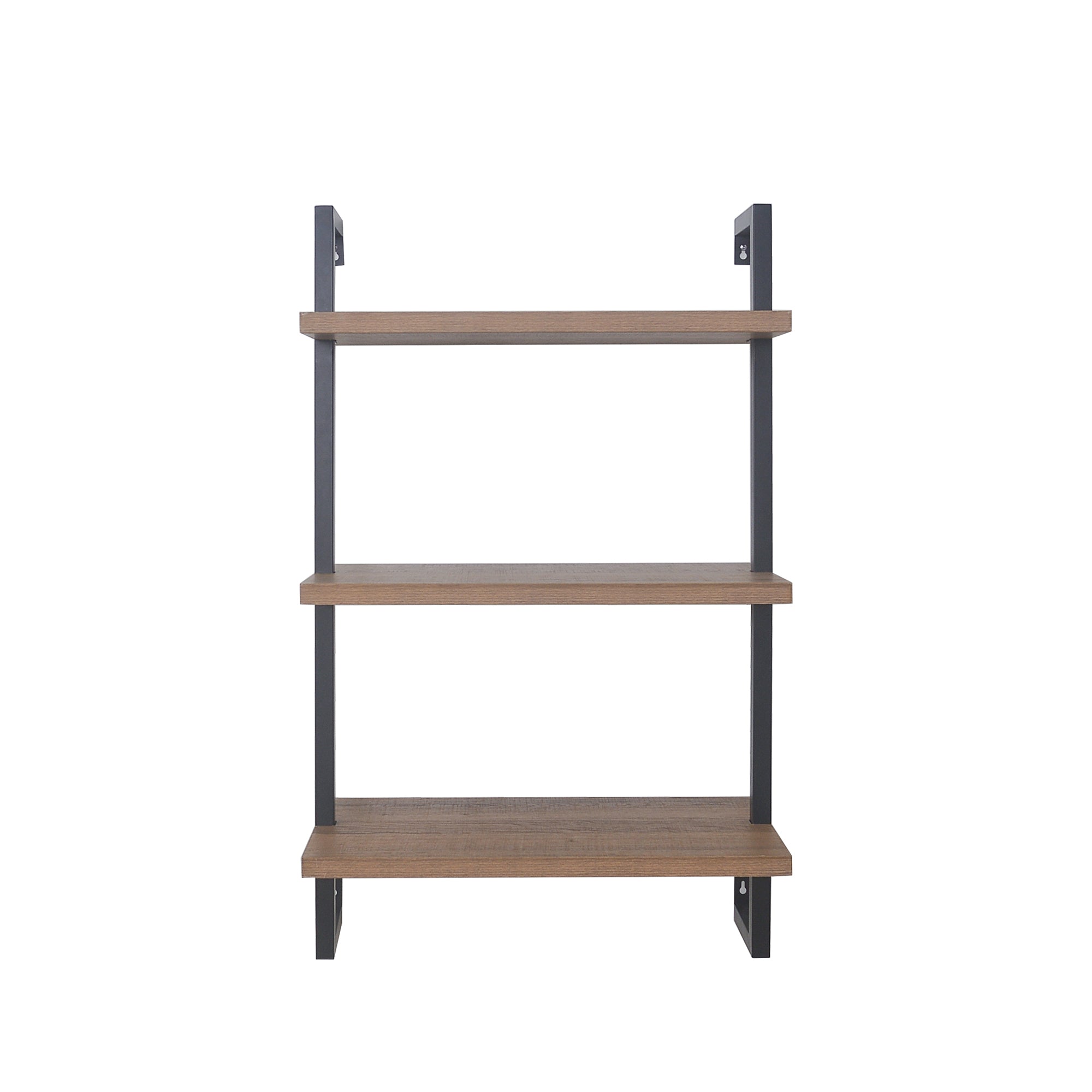 Wood & Metal 3-Shelf Floating Bookshelf