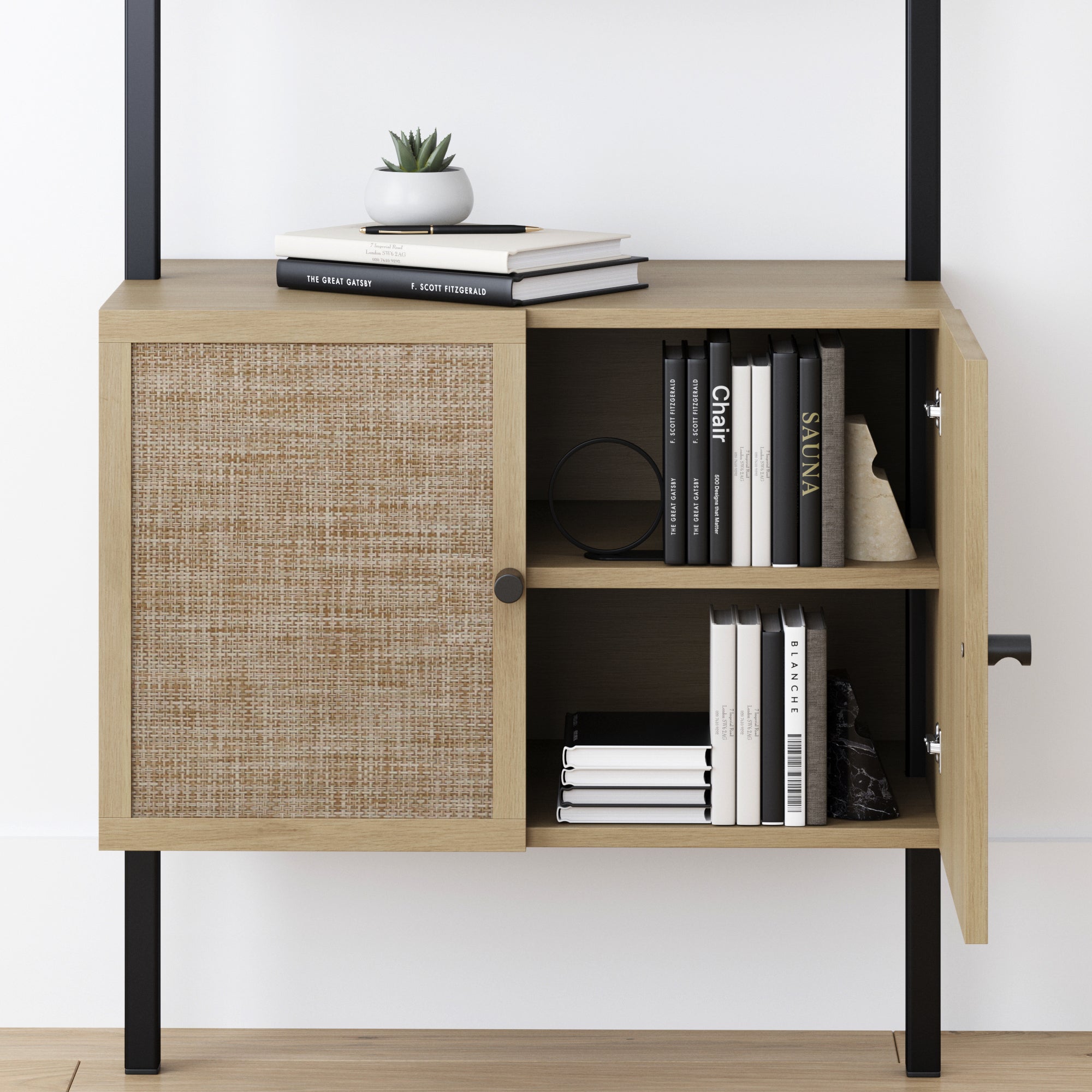 Theo Bookshelf Rattan Light Oak Set of 4 | Nathan James