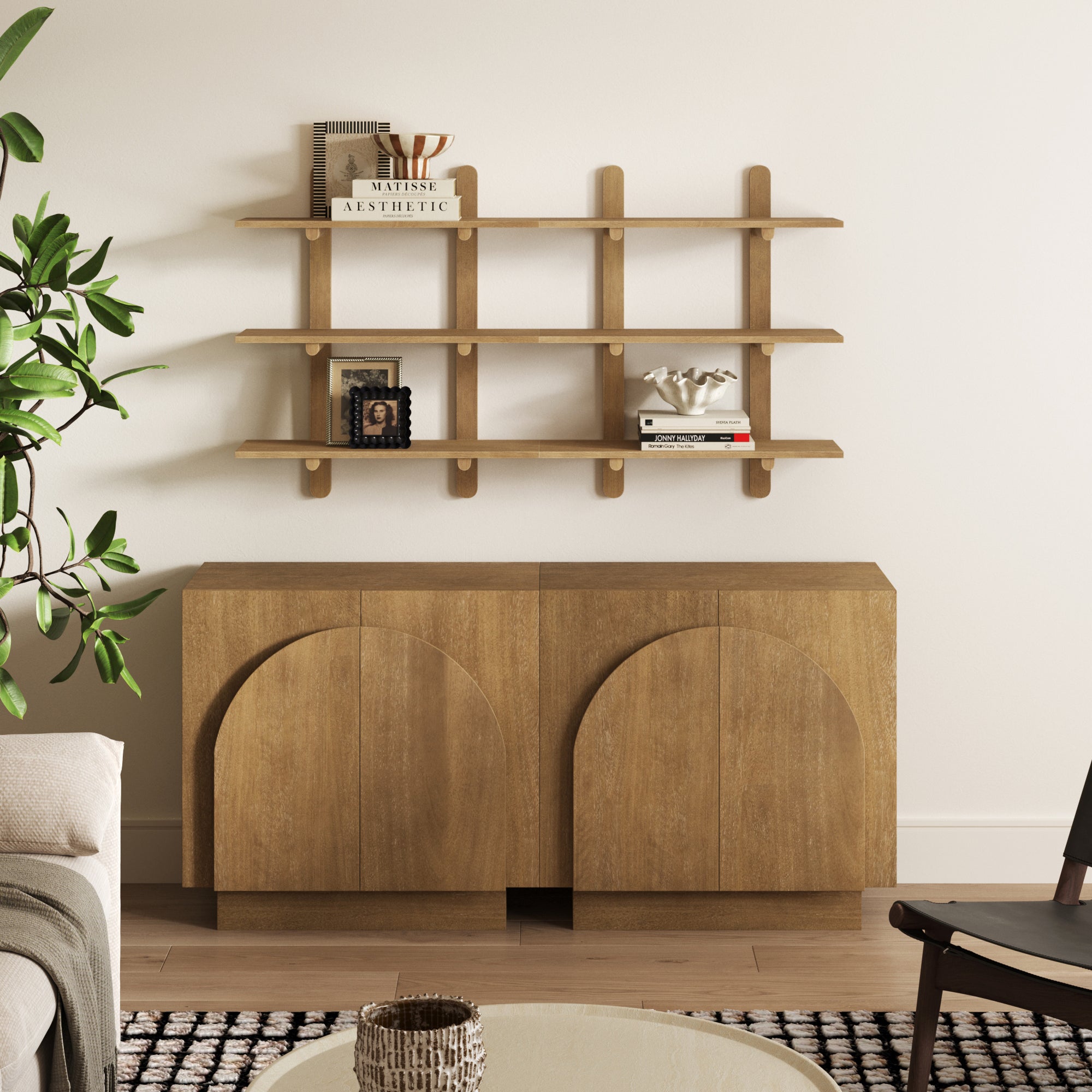 Frankie Wall Shelf Wooden Set of 2 Mid-Century Light Brown | Nathan Ja Frankie Wall Shelf Wooden Set of 2 Mid-Century Light Brown | Nathan Ja