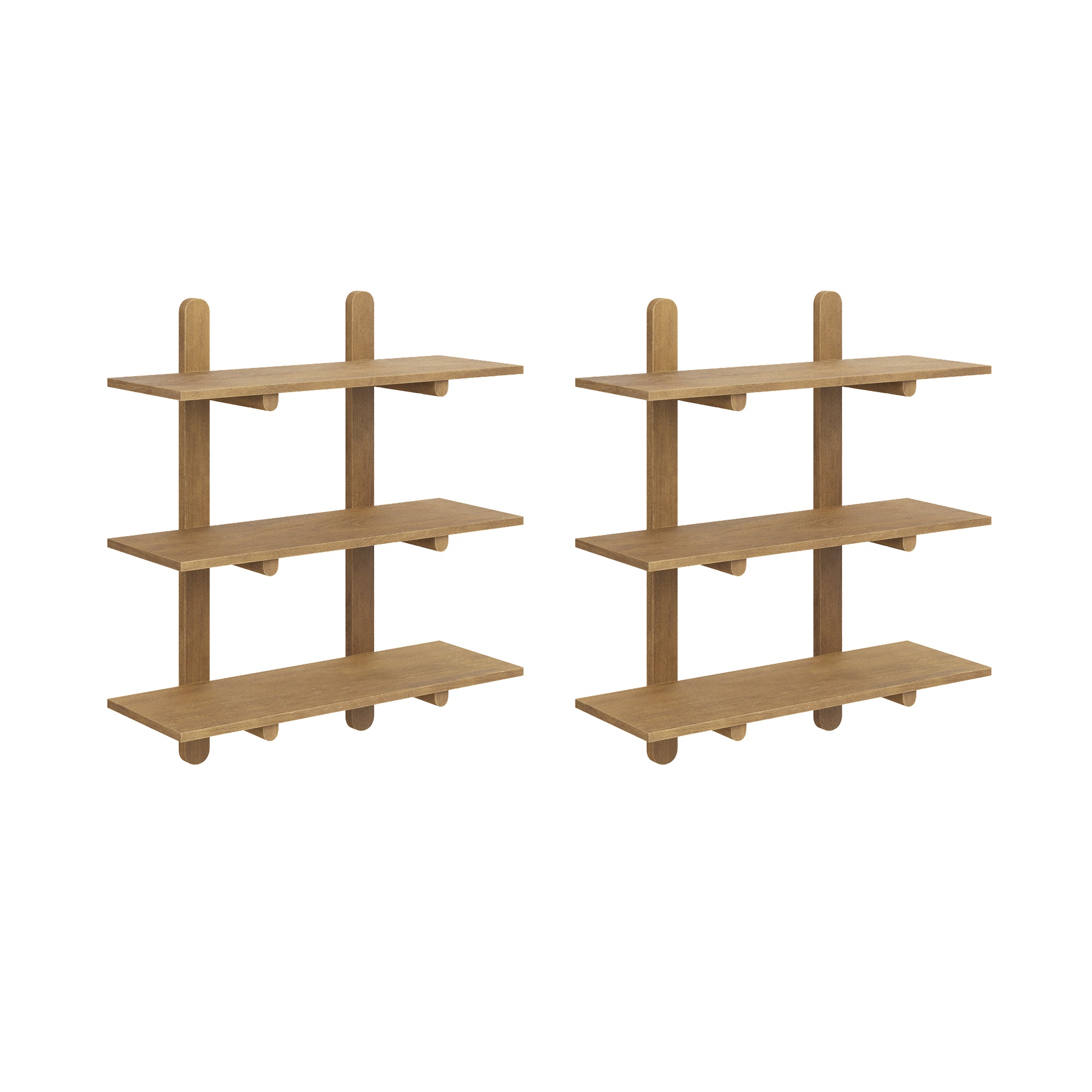 Frankie Wall Shelf Wood Set of 2 Mid-Cent Light Brown | Nathan James