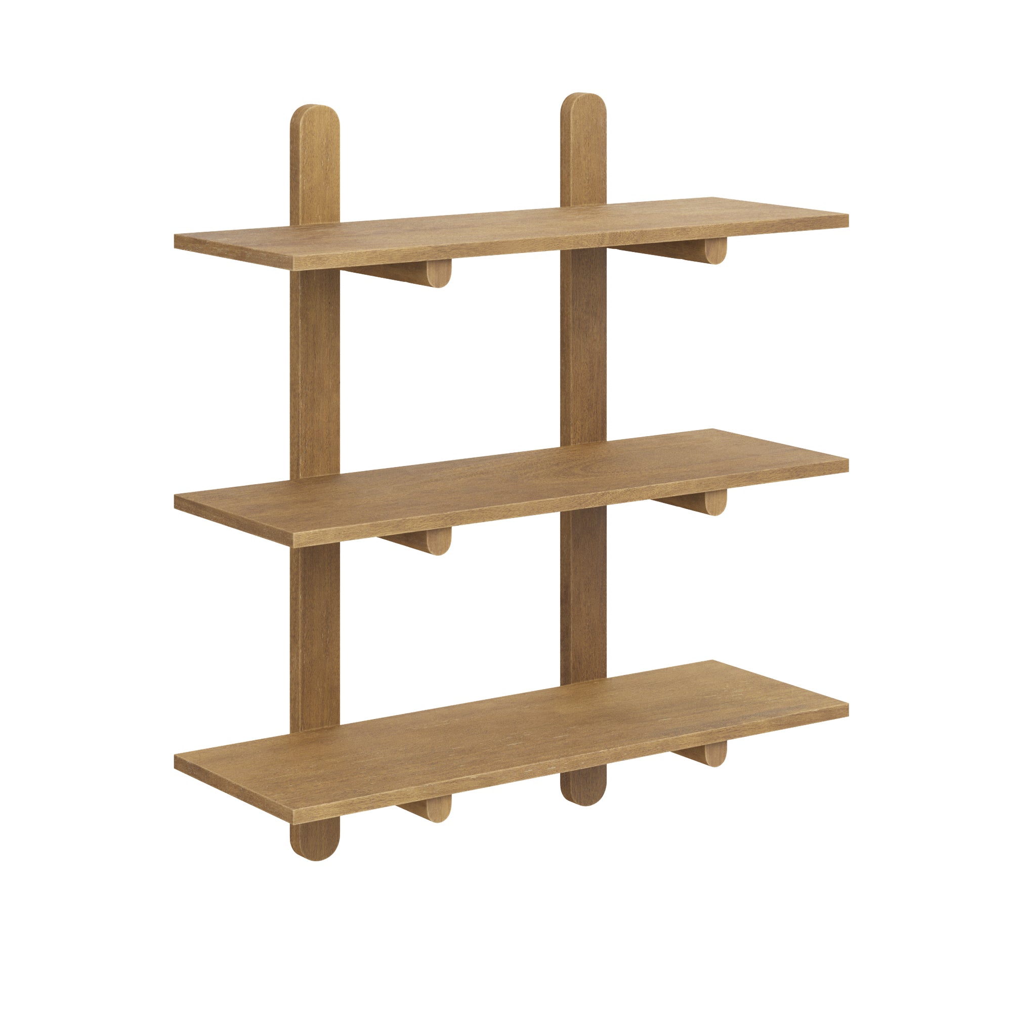 Frankie Wall Shelf Wood 3-Tier Mid-Century Light Brown | Nathan James