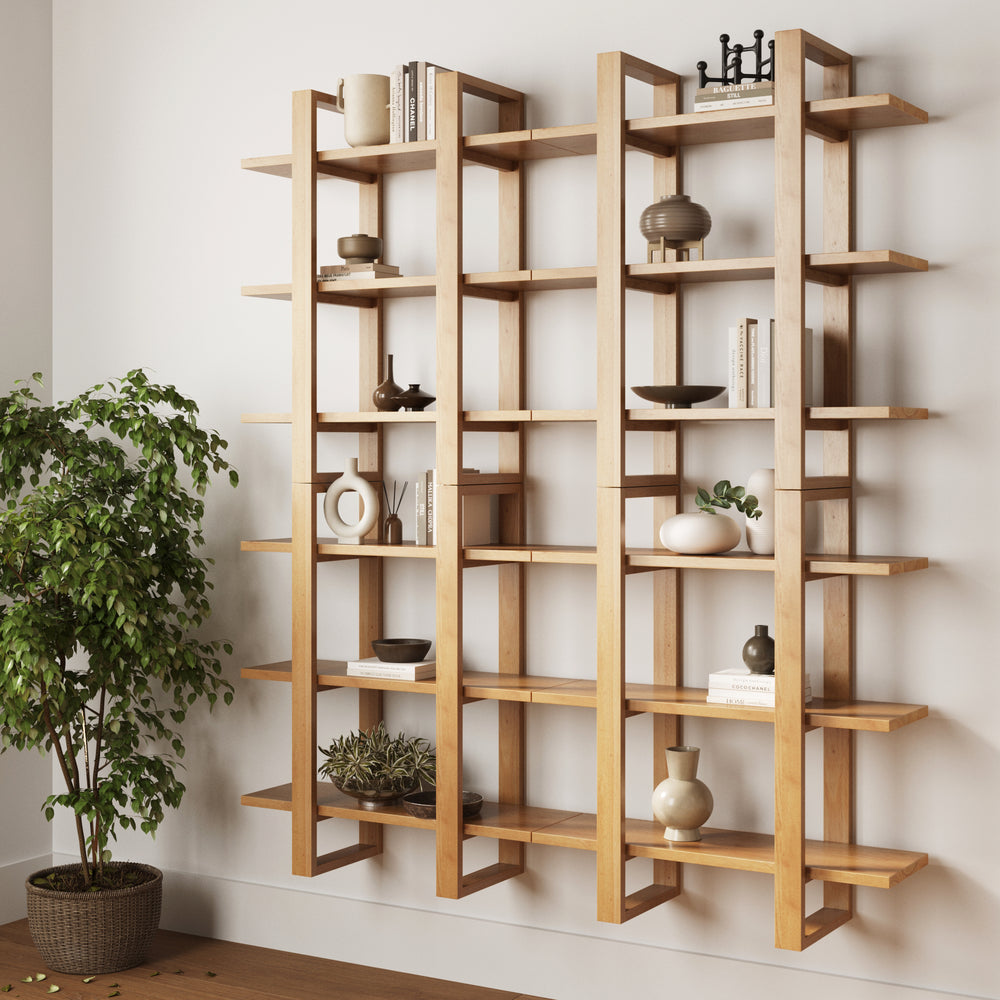 Pine Storage Racks Benji Wall Shelf Solid Wood Warm Pine Set of 4 | Nathan James