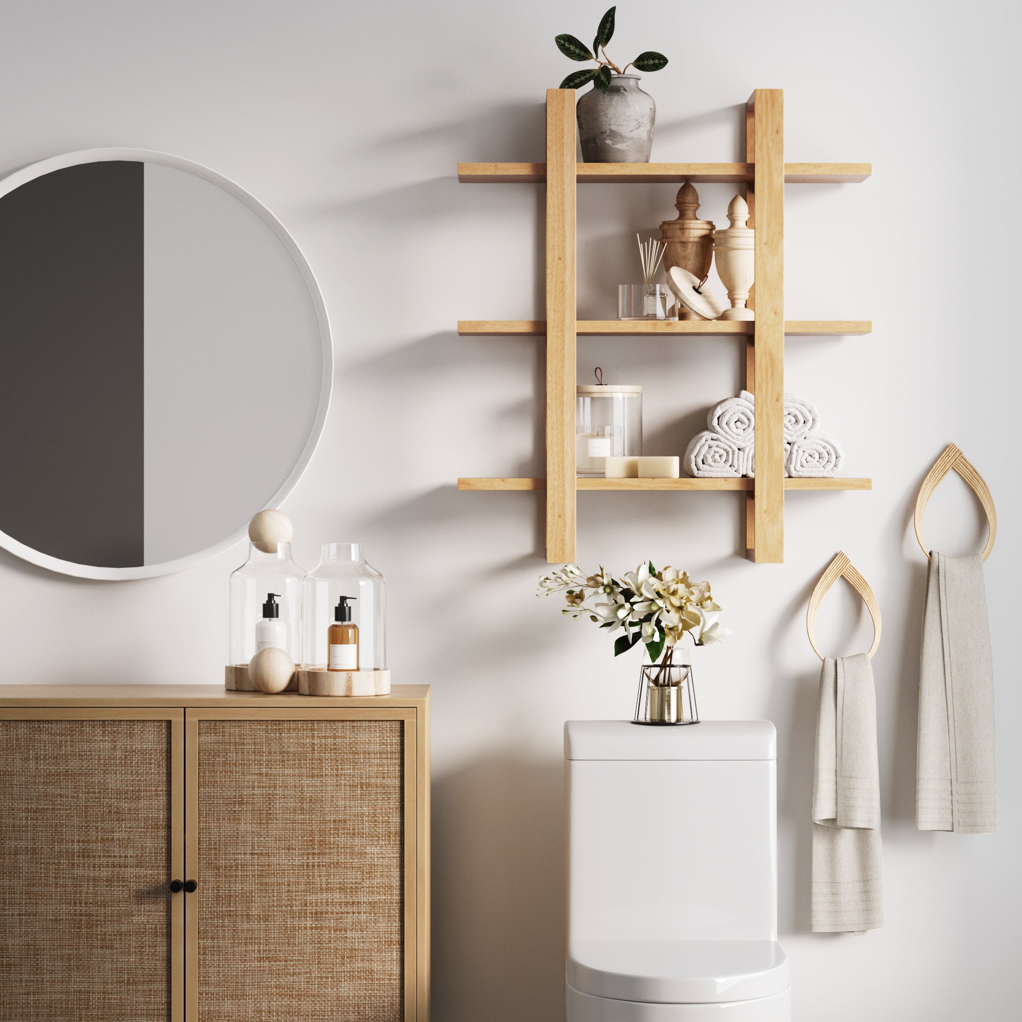 Solid Wood Adjustable Wall Shelf - Thumbnail 3