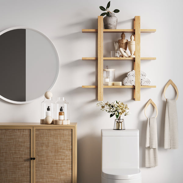 Benji Wood Floating Wall Book or Display Shelves Nathan James