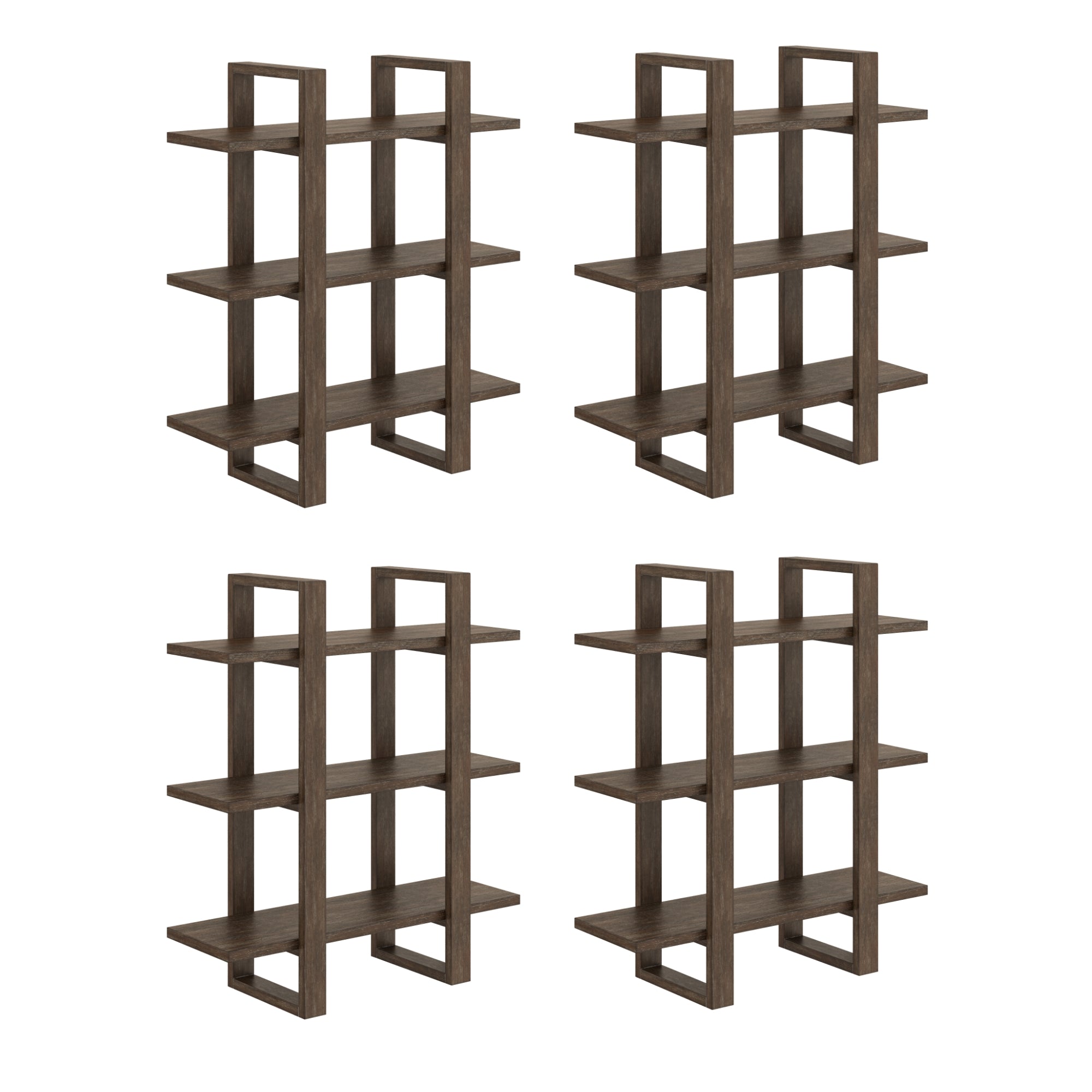 Solid Wood Wall Shelves Dark Brown (Set of 2) - Thumbnail 2