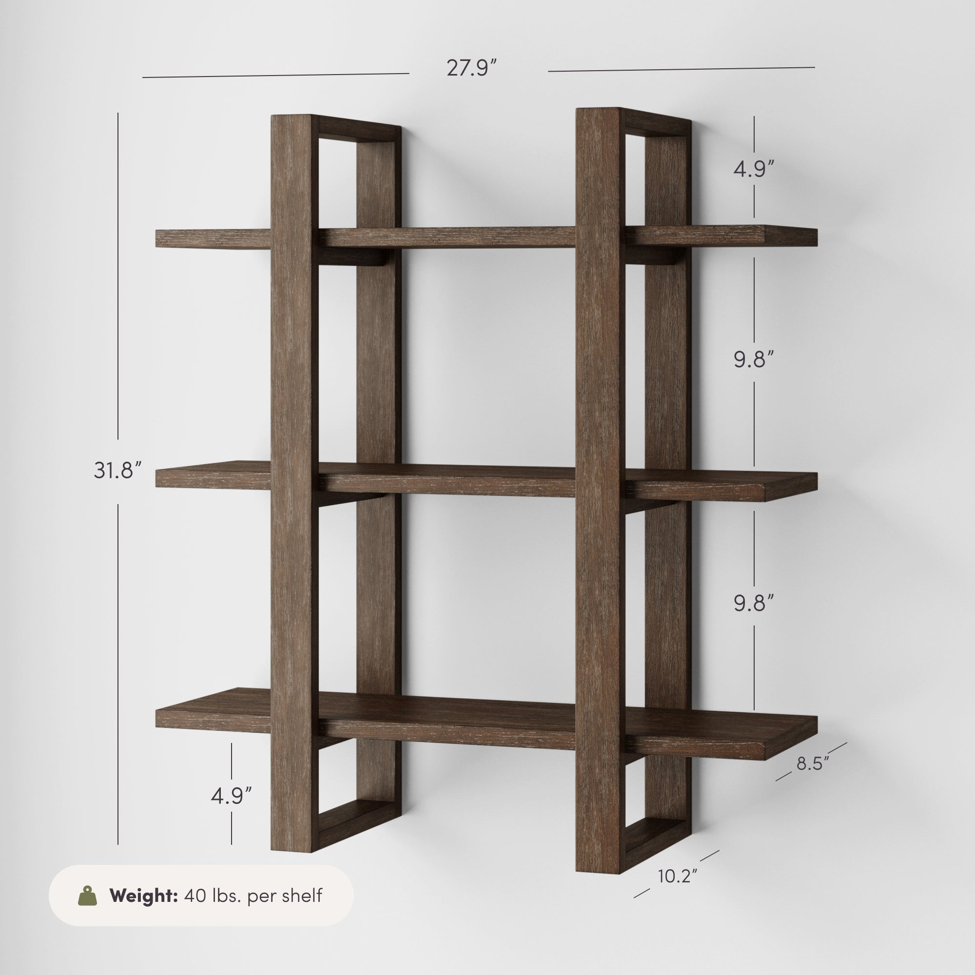 Benji Wood Floating Index Wall Shelf or Display | Brown| Nathan James