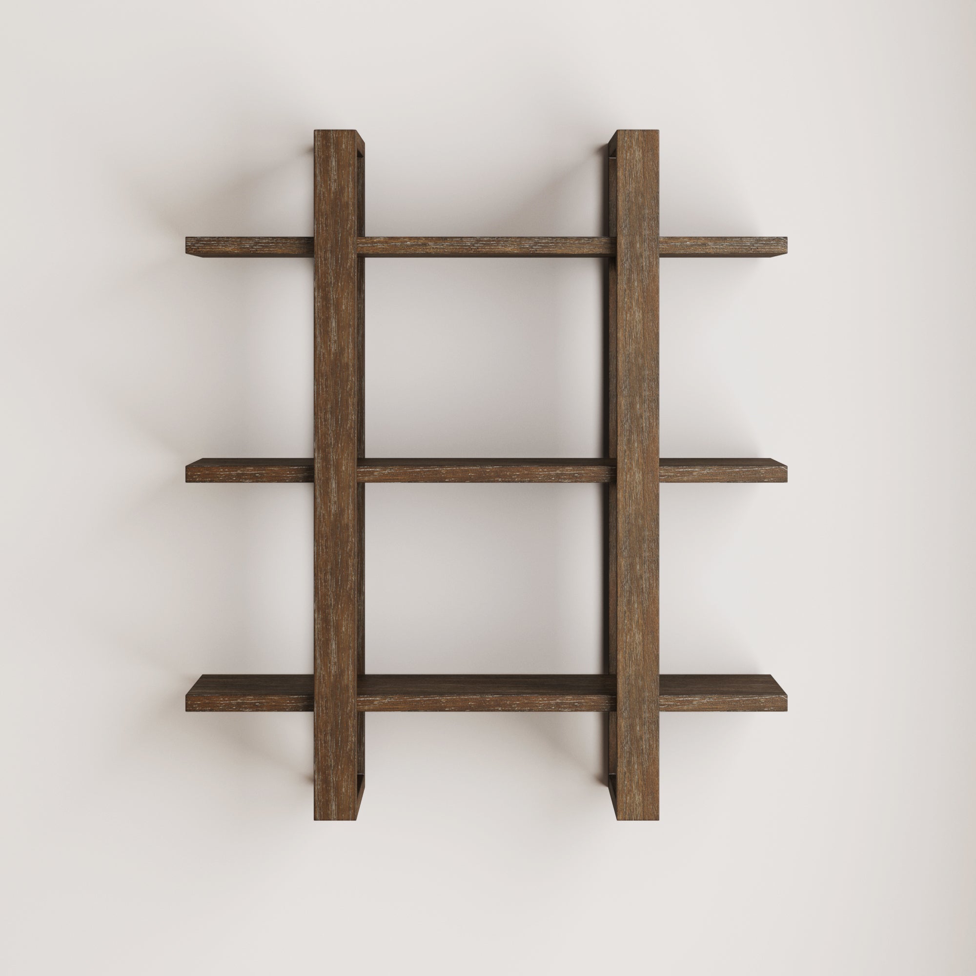 Solid Wood Adjustable Wall Shelf Dark Brown