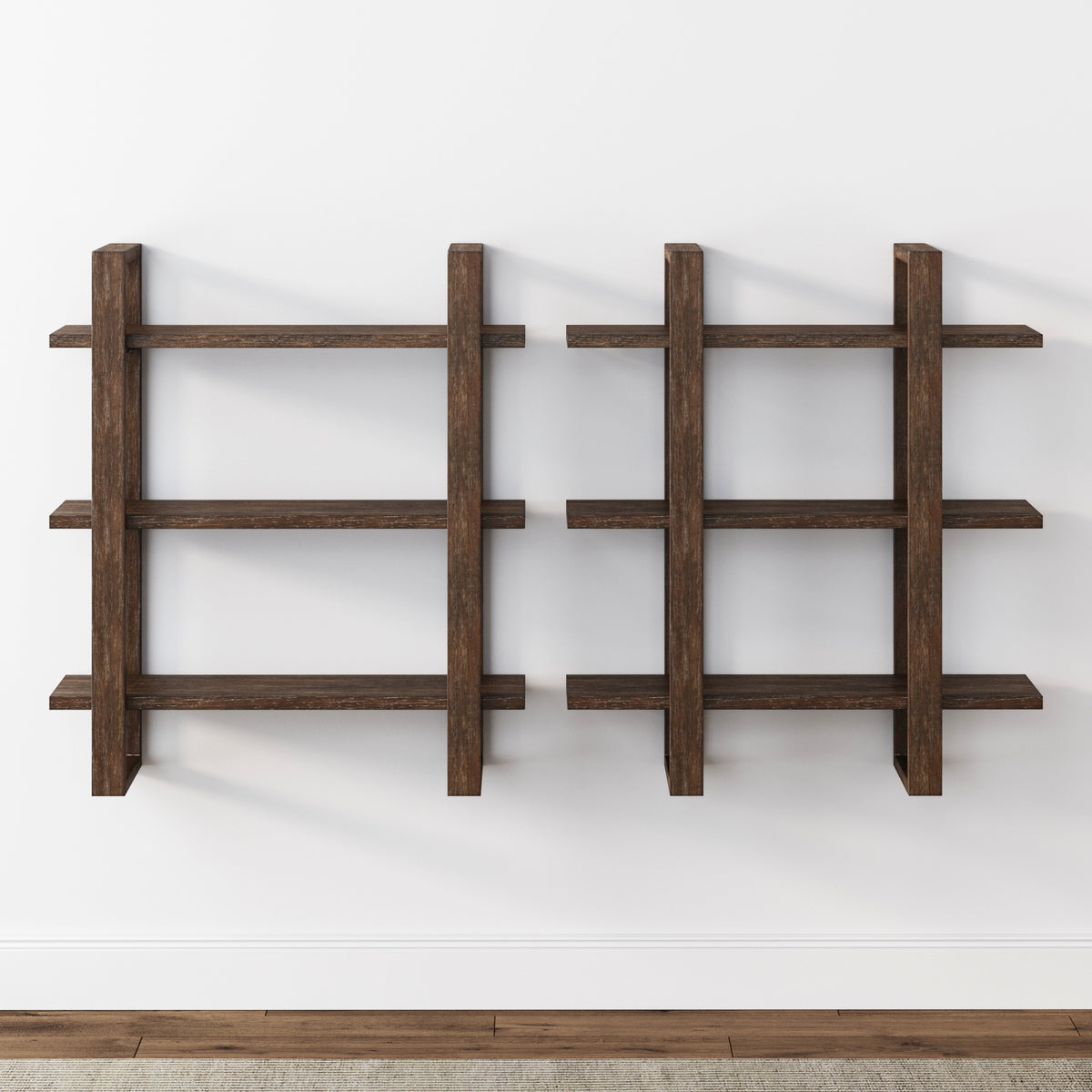 Benji Wood Floating Index Wall Shelf or Display | Brown| Nathan James