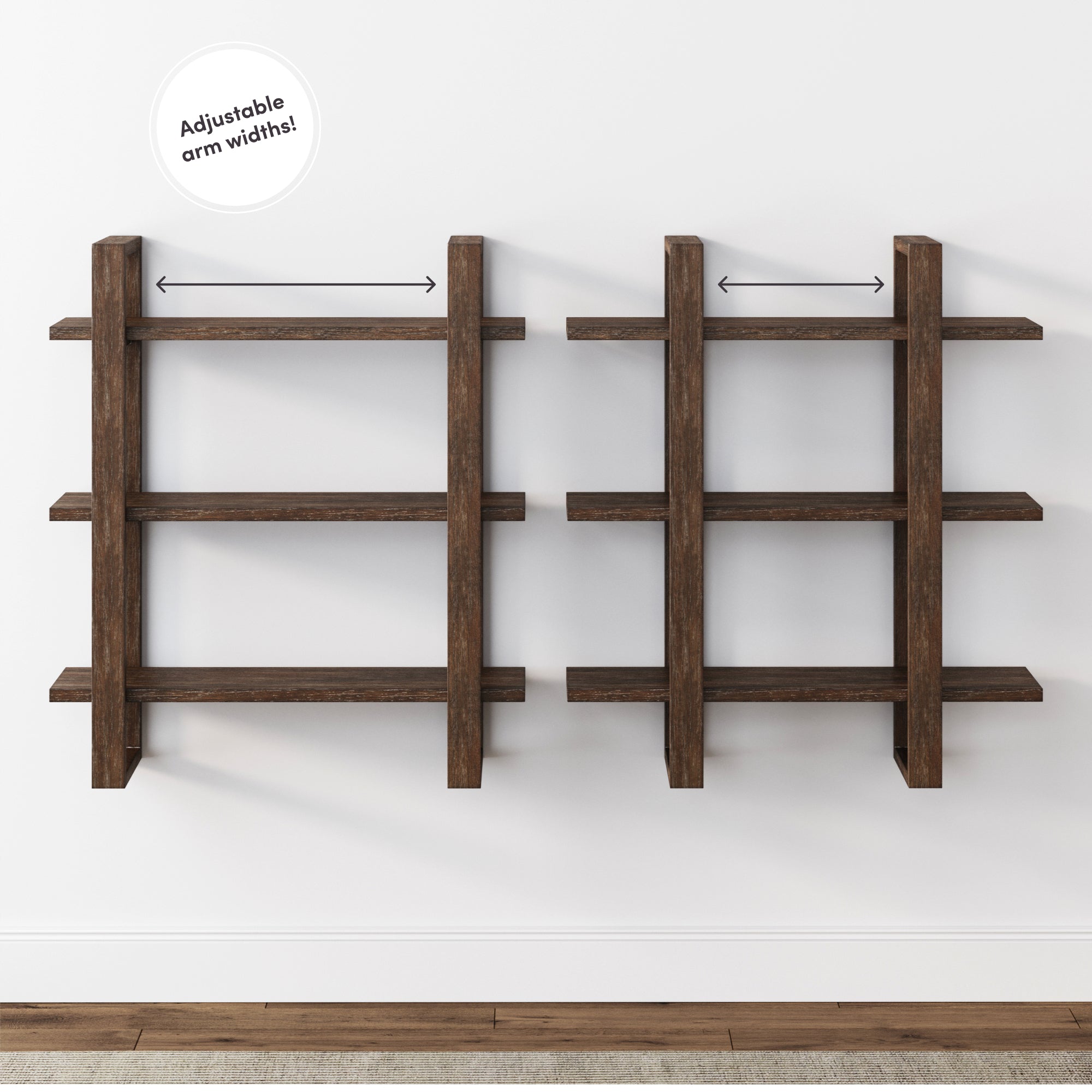 Benji Modern Farmhouse Dark Brown Wood Shelves Set of 4 | Nathan James