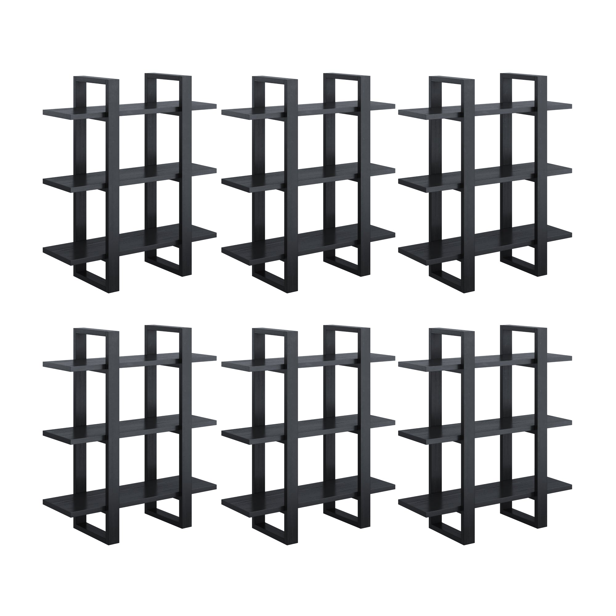 Benji Wall Shelf Solid Wood Black Oak Set of 6 | Nathan James