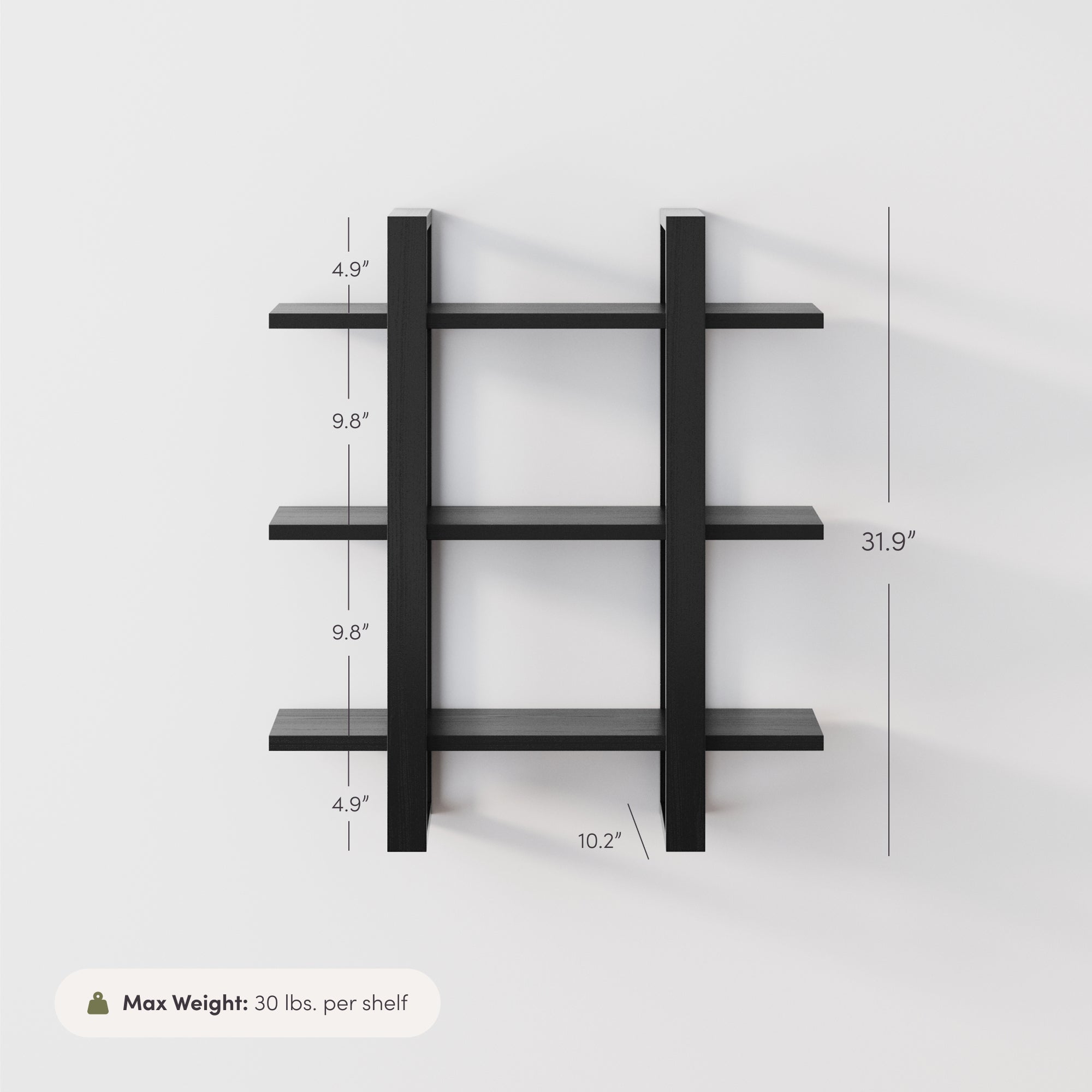 Benji Wall Shelf Solid Wood Black Oak Set of 6 | Nathan James