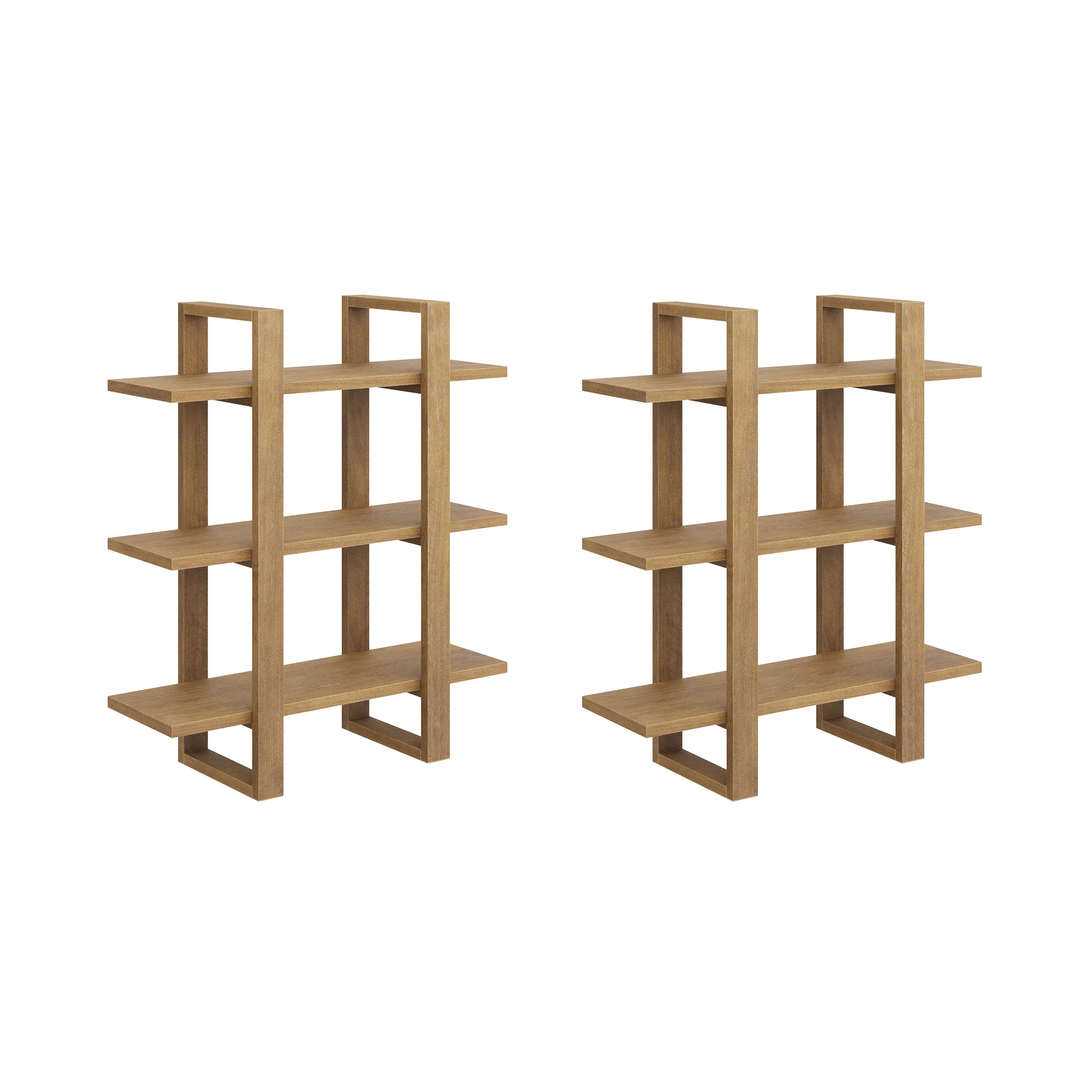 Benji Wall Shelf Solid Wood Light Brown Set of 2 | Nathan James