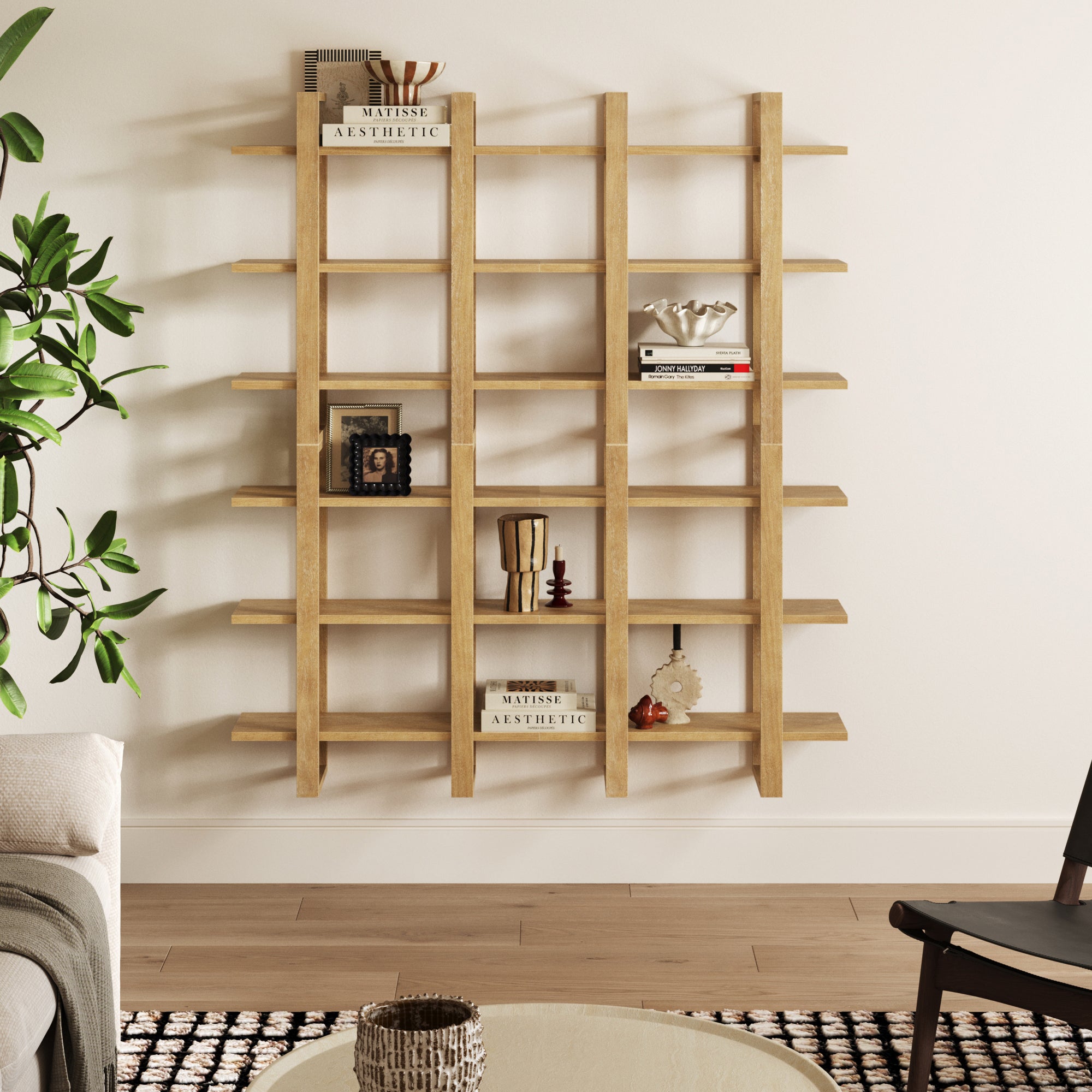 Solid Wood Modular Floating Wall Shelf Light Brown (Set of 4) - Nathan James