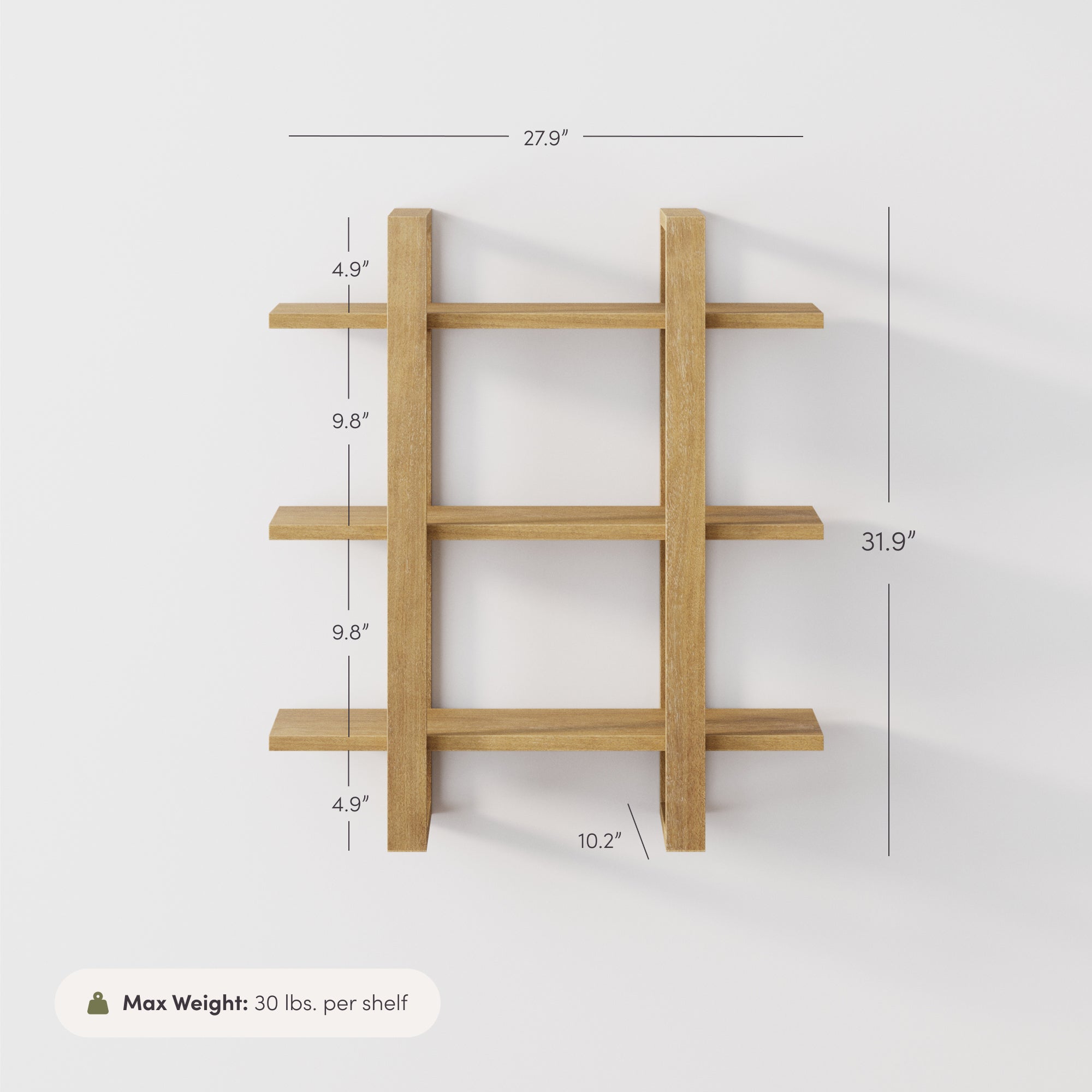 Benji Wall Shelf Solid Wood Light Brown Floating | Nathan James