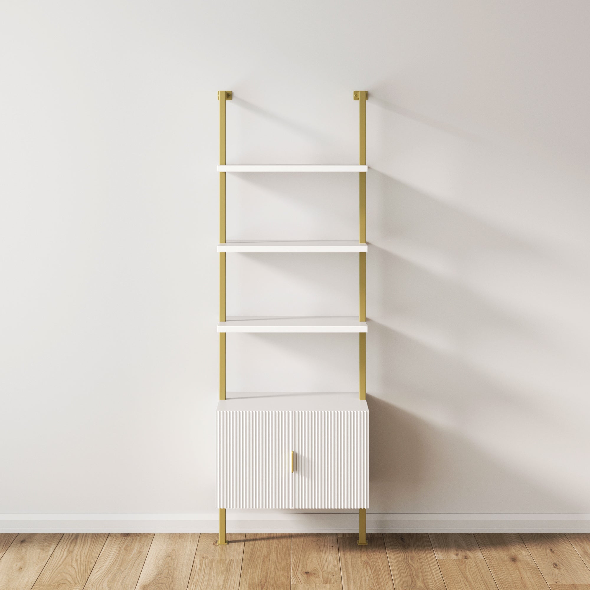 Rattan or Wood Ladder Bookshelf with Storage