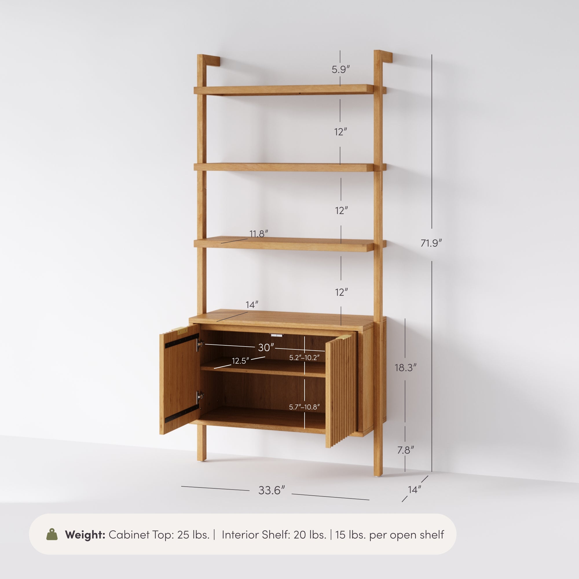 Jasper Boho Wood Fluted Storage Bookshelf Warm Pine | Nathan James