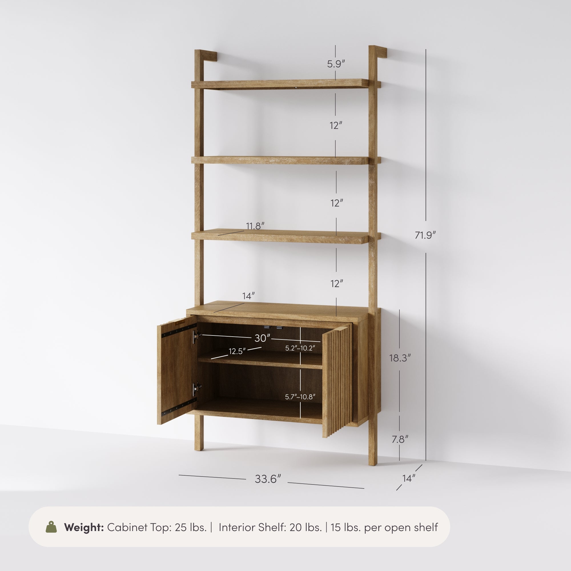 Jasper Solid Wood Wall Mounted 3-Shelf Boho Bookshelf | Nathan James