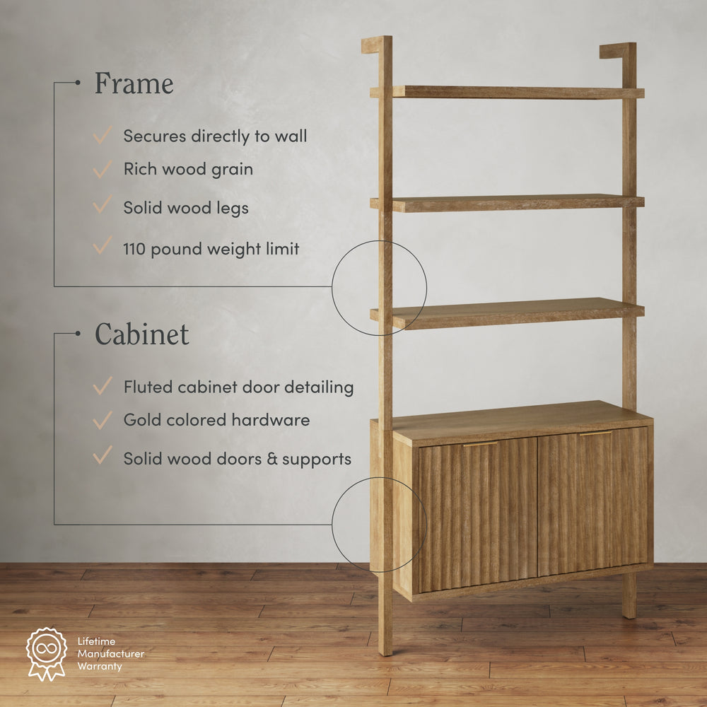 Jasper Solid Wood Wall Mounted 3-Shelf Boho Bookshelf | Nathan James