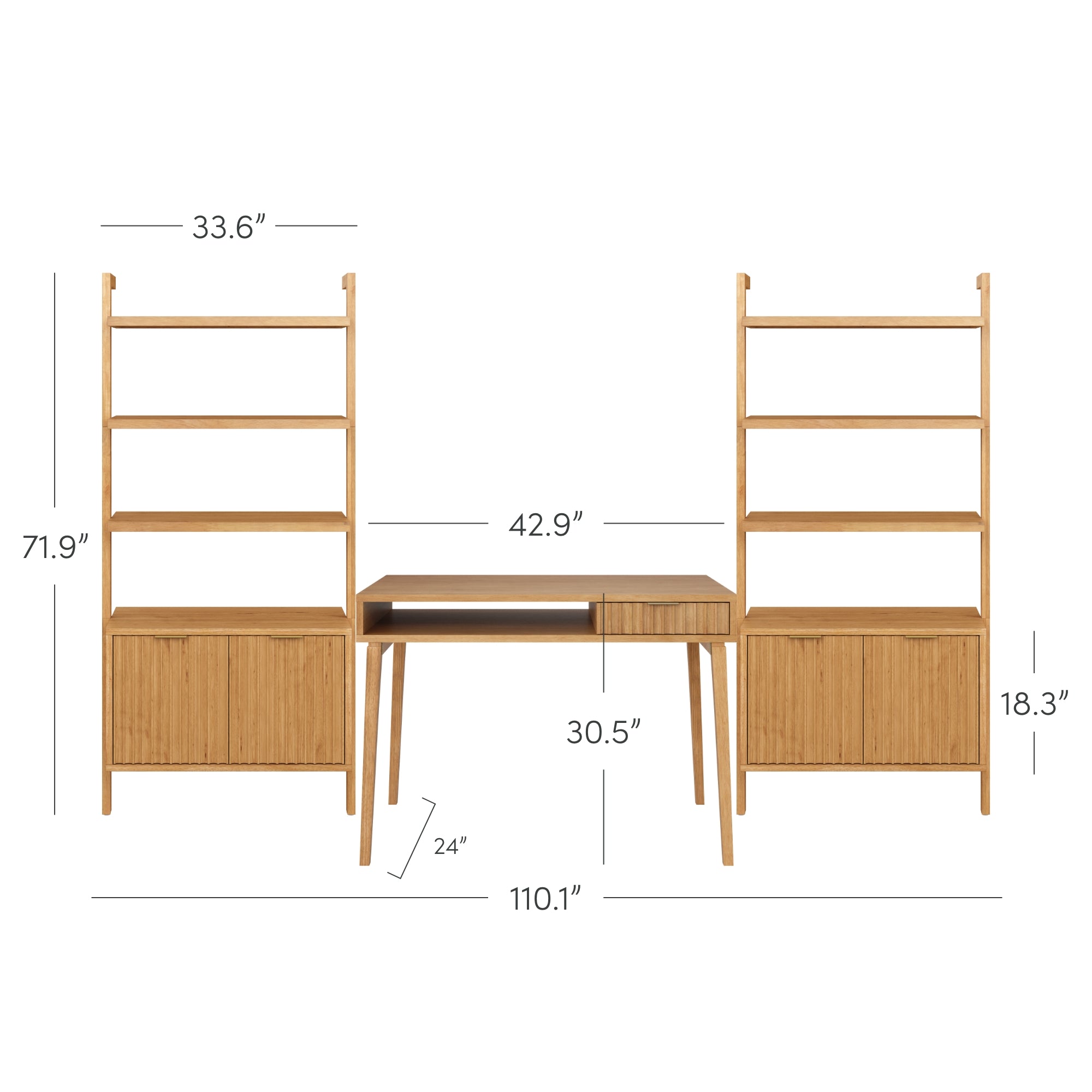 Mid-Century Fluted Wall Desk - Thumbnail 5