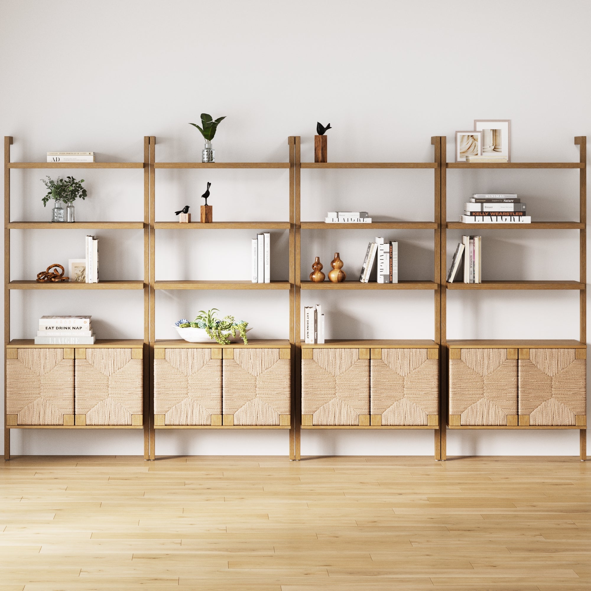 bookshelf12345 Beacon Bohemian Seagrass & Wood Bookshelf Set of 4 | Nathan James