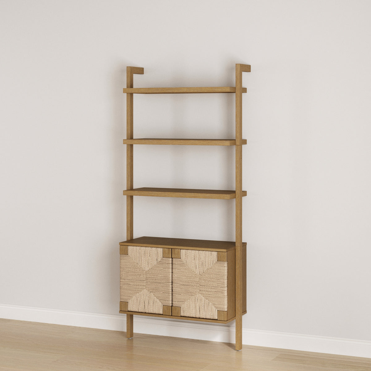 Seagrass Wall Bookshelf with Doors Light Brown - Nathan James