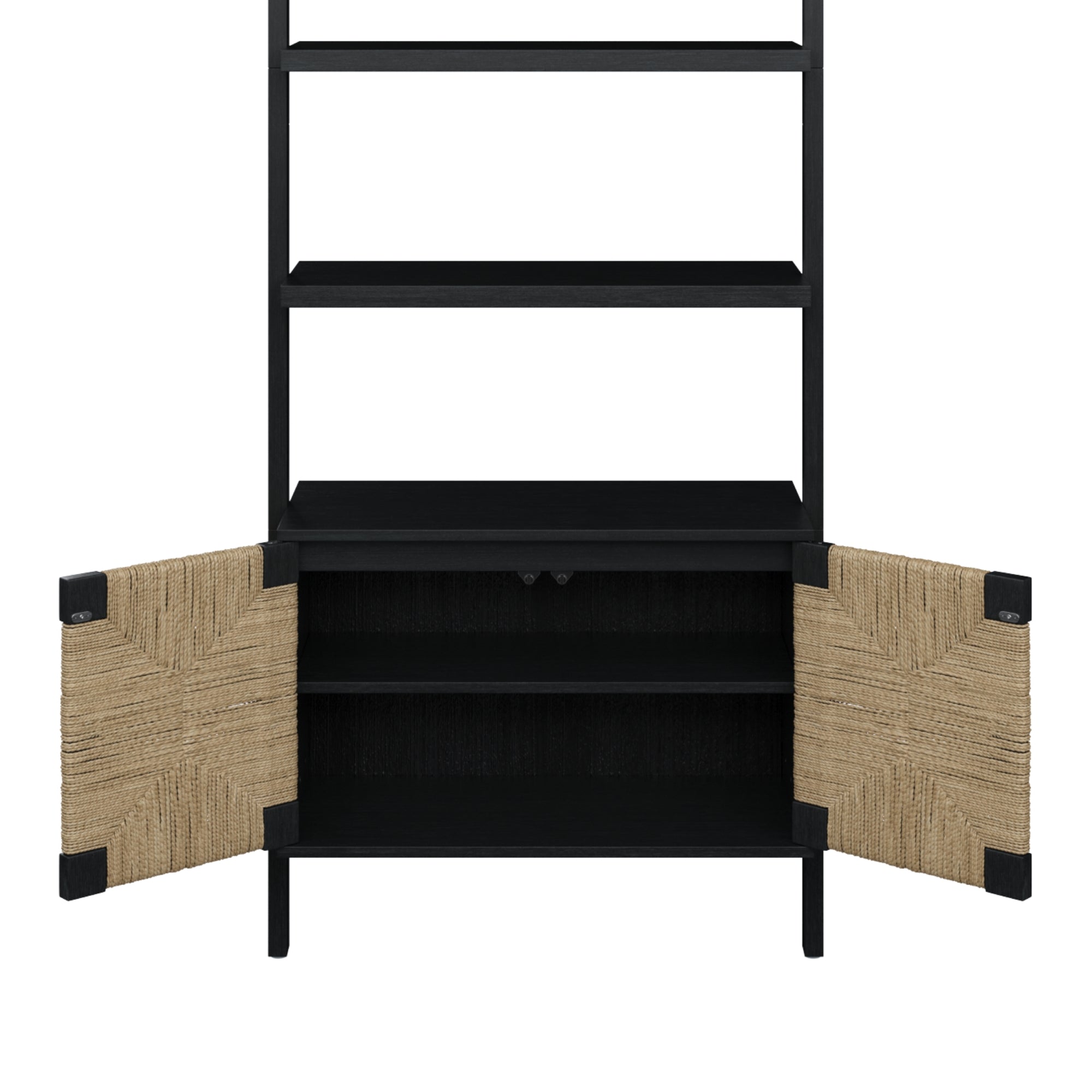 Seagrass Wall Bookshelf with Doors Black - Nathan James