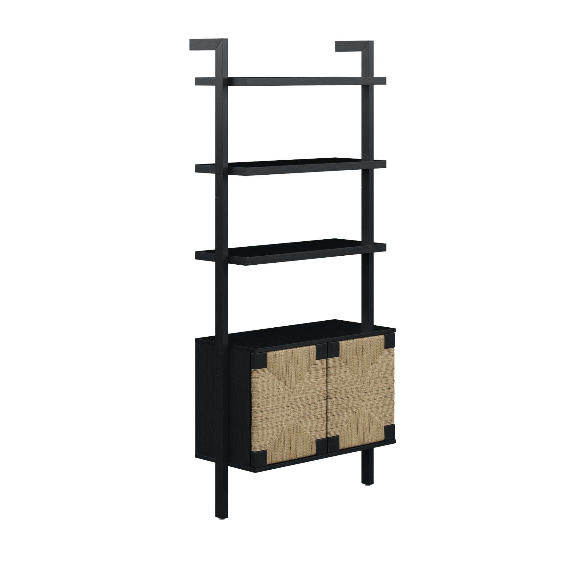 Seagrass Wall Bookshelf with Doors Black - Nathan James