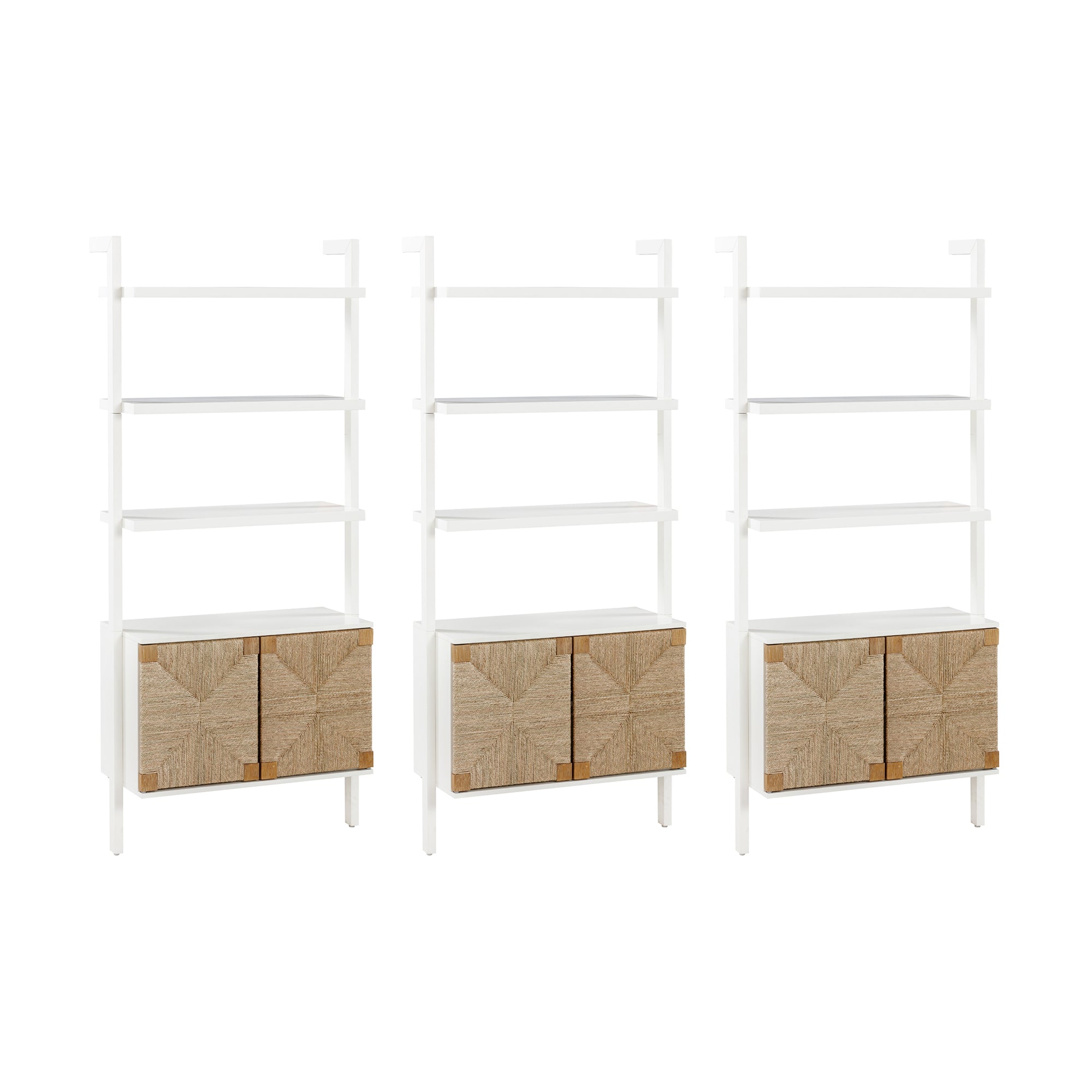 Seagrass Wall Bookshelves with Doors White (Set of 3) - Thumbnail 2
