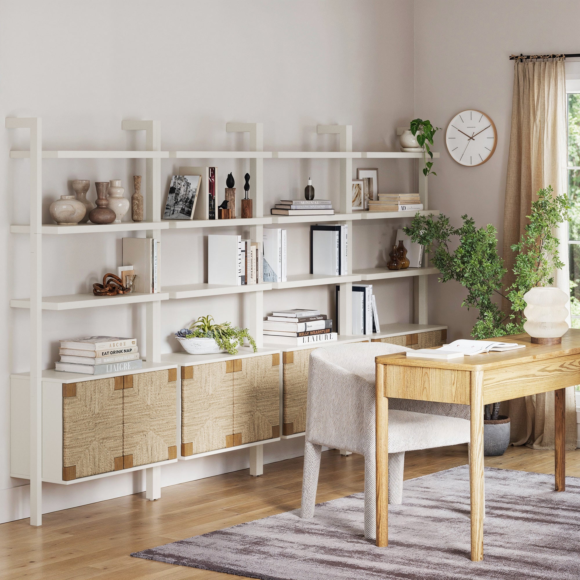 Seagrass Wall Bookshelves with Doors White (Set of 3) - Thumbnail 5