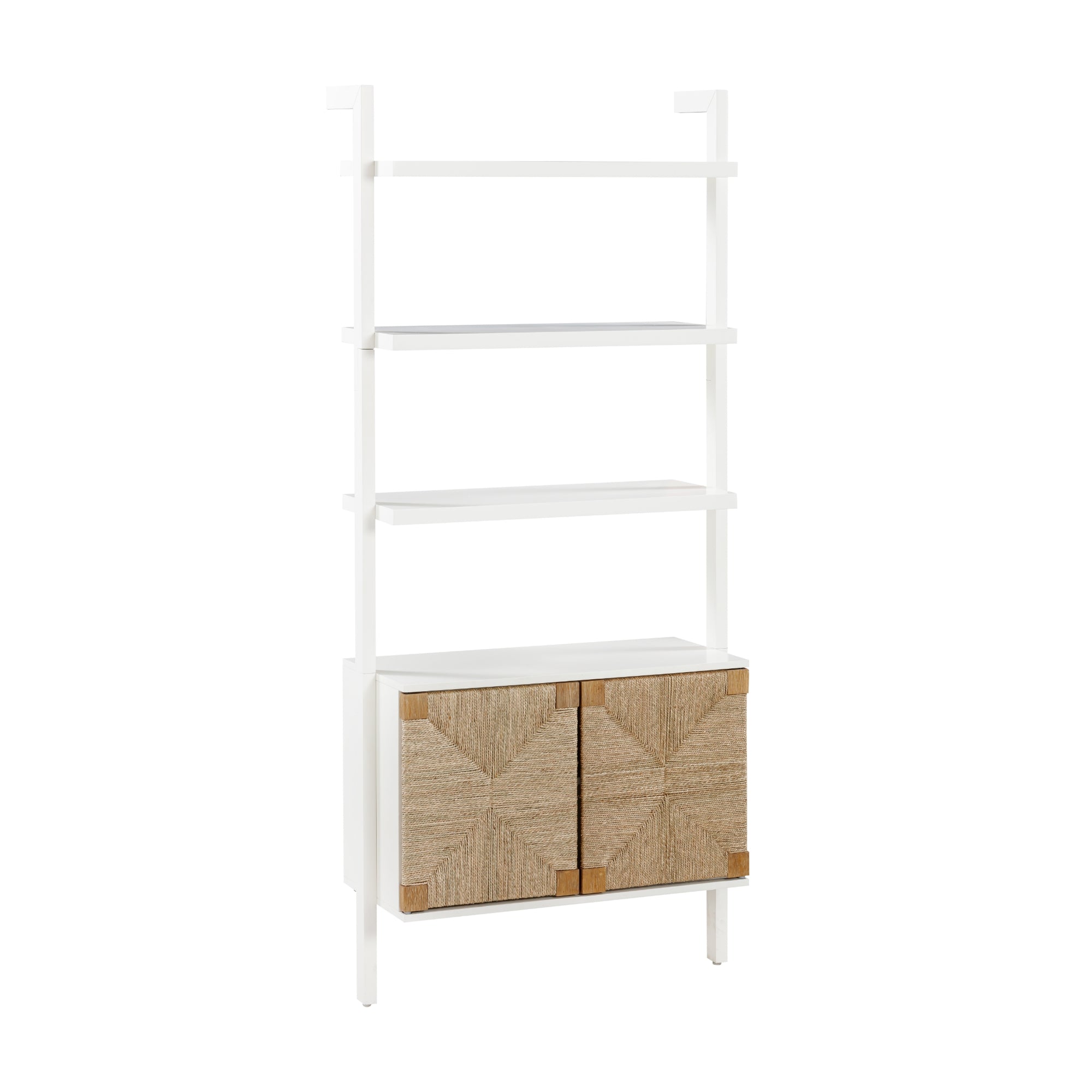 Beacon Seagrass Wall Bookshelf with Doors White (Set of 2) - Thumbnail 5