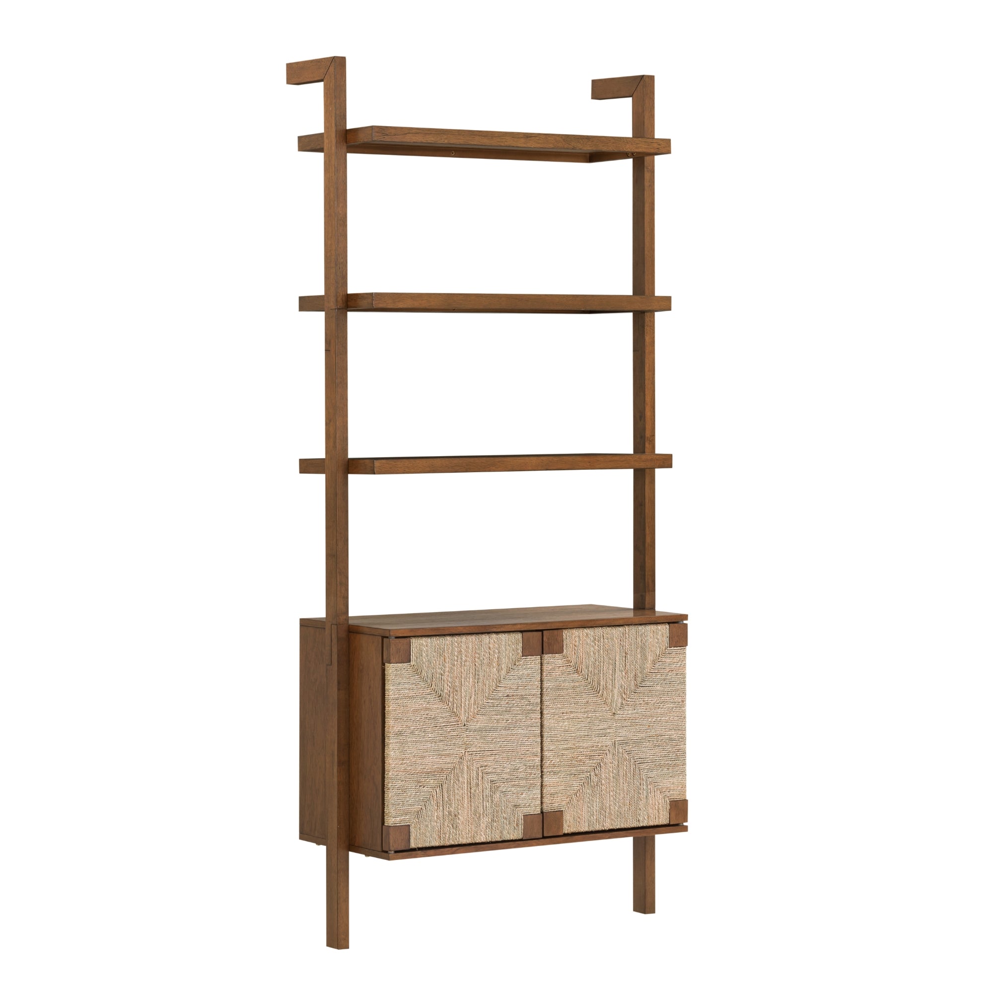 Beacon Seagrass Wall Bookshelf with Doors Dark Brown | Nathan James