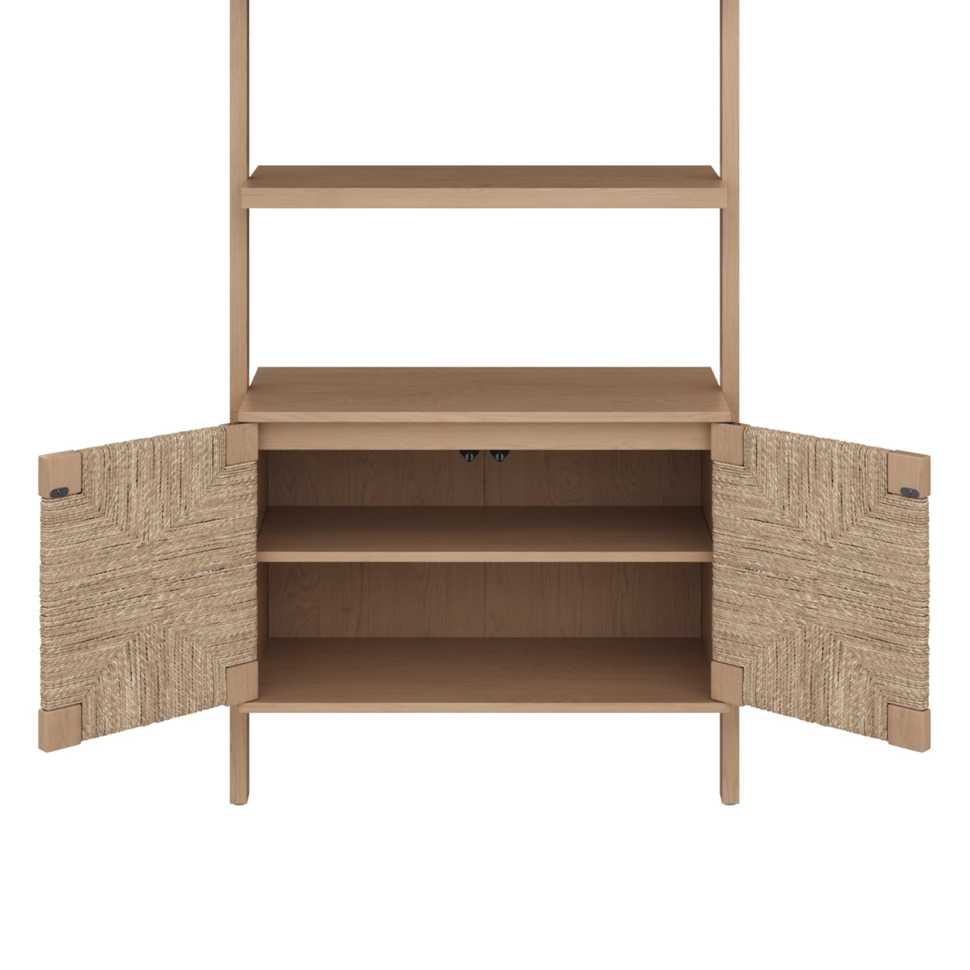 Seagrass Wall Bookshelf with Doors Raw Oak - Nathan James