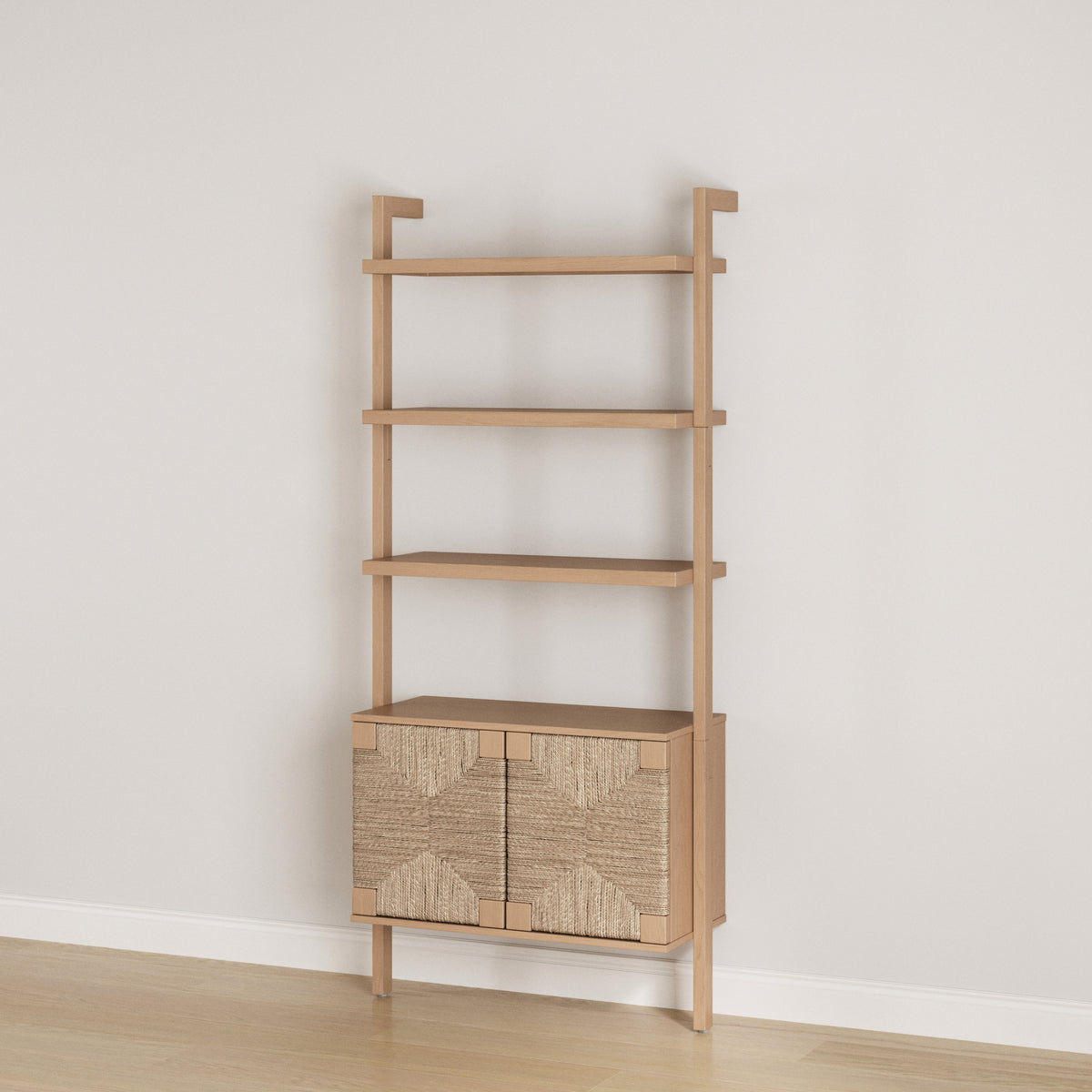 Seagrass Wall Bookshelf with Doors Raw Oak - Nathan James