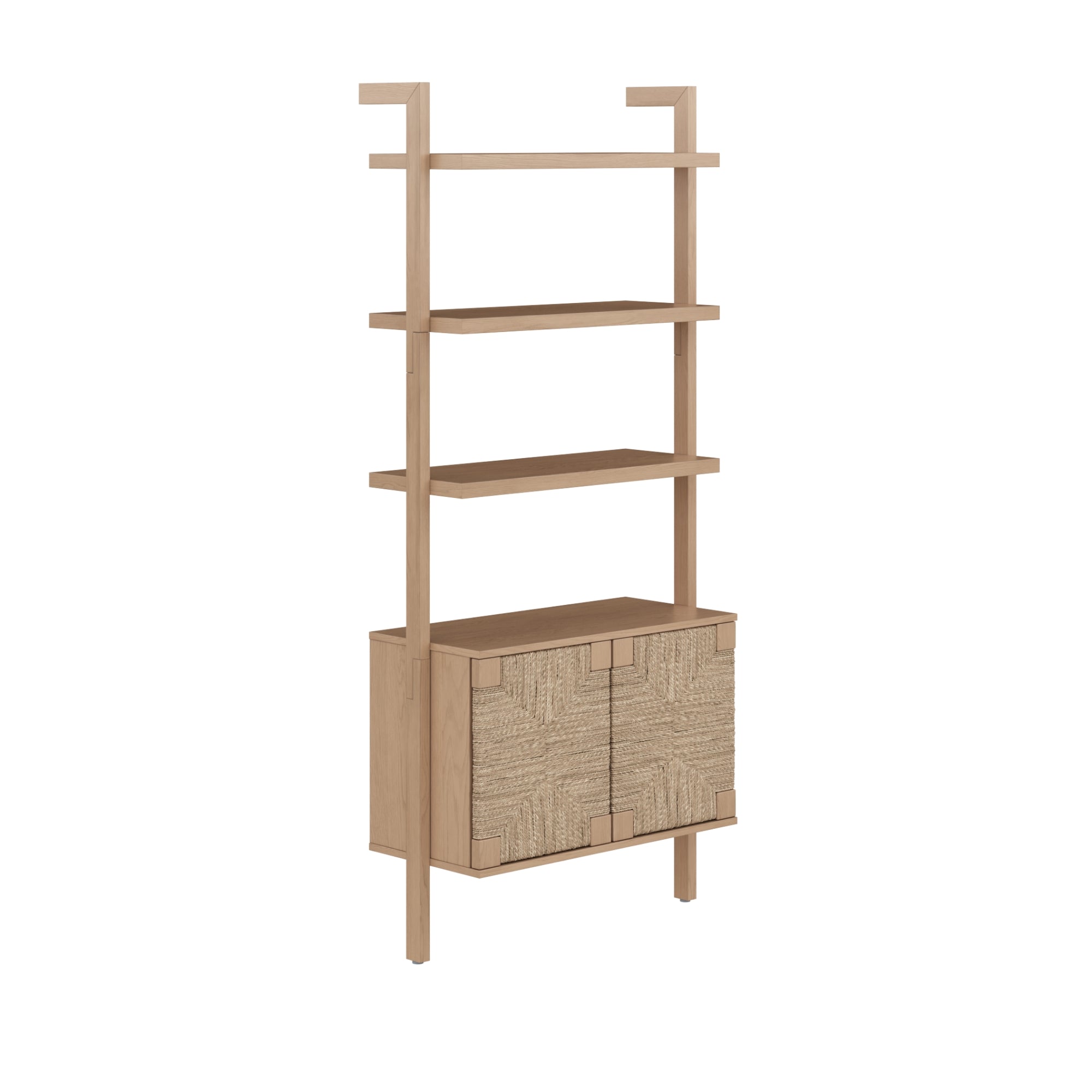 Seagrass Wall Bookshelf with Doors Raw Oak - Nathan James