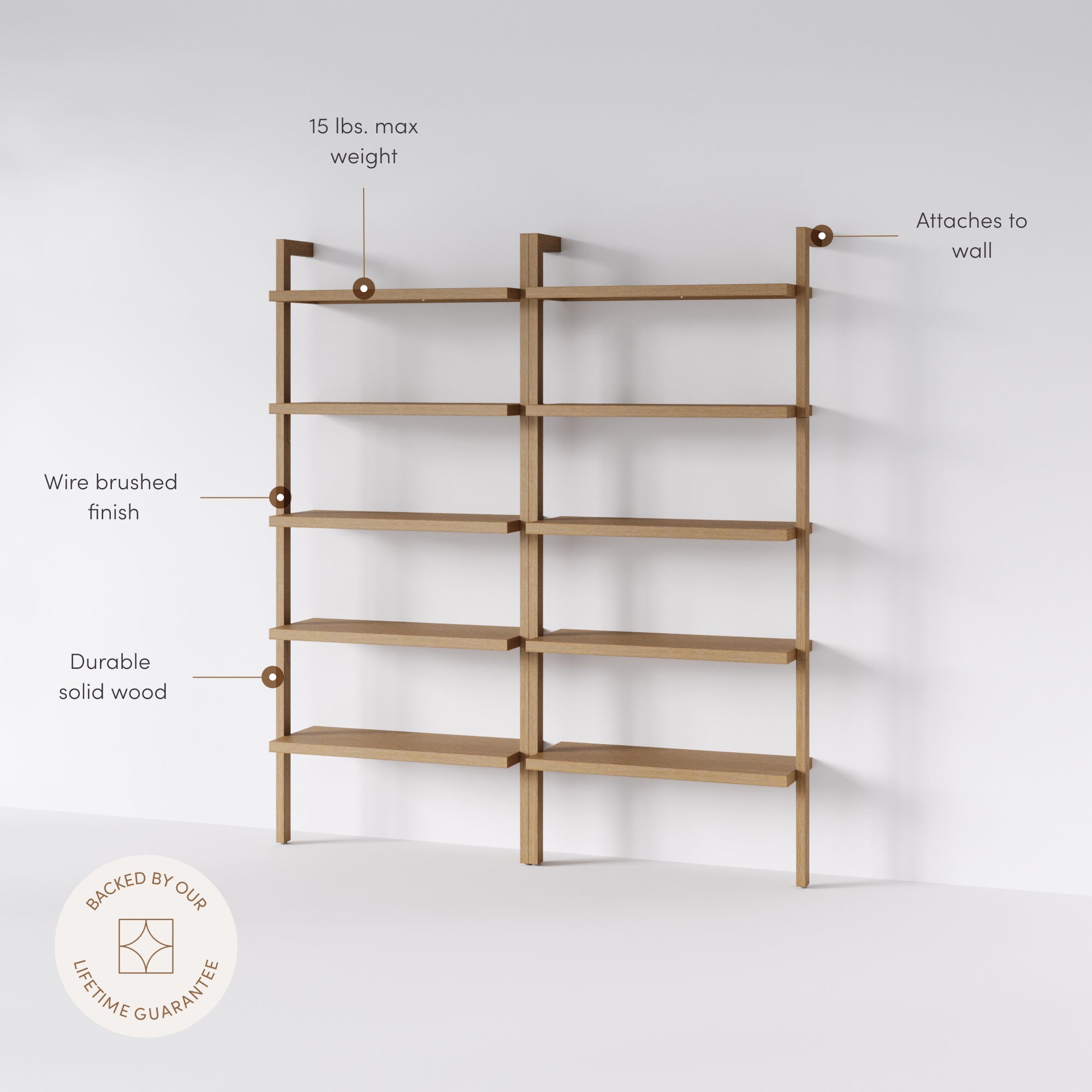 Beacon Bookshelf Wood Light Brown Set of 2 | Nathan James
