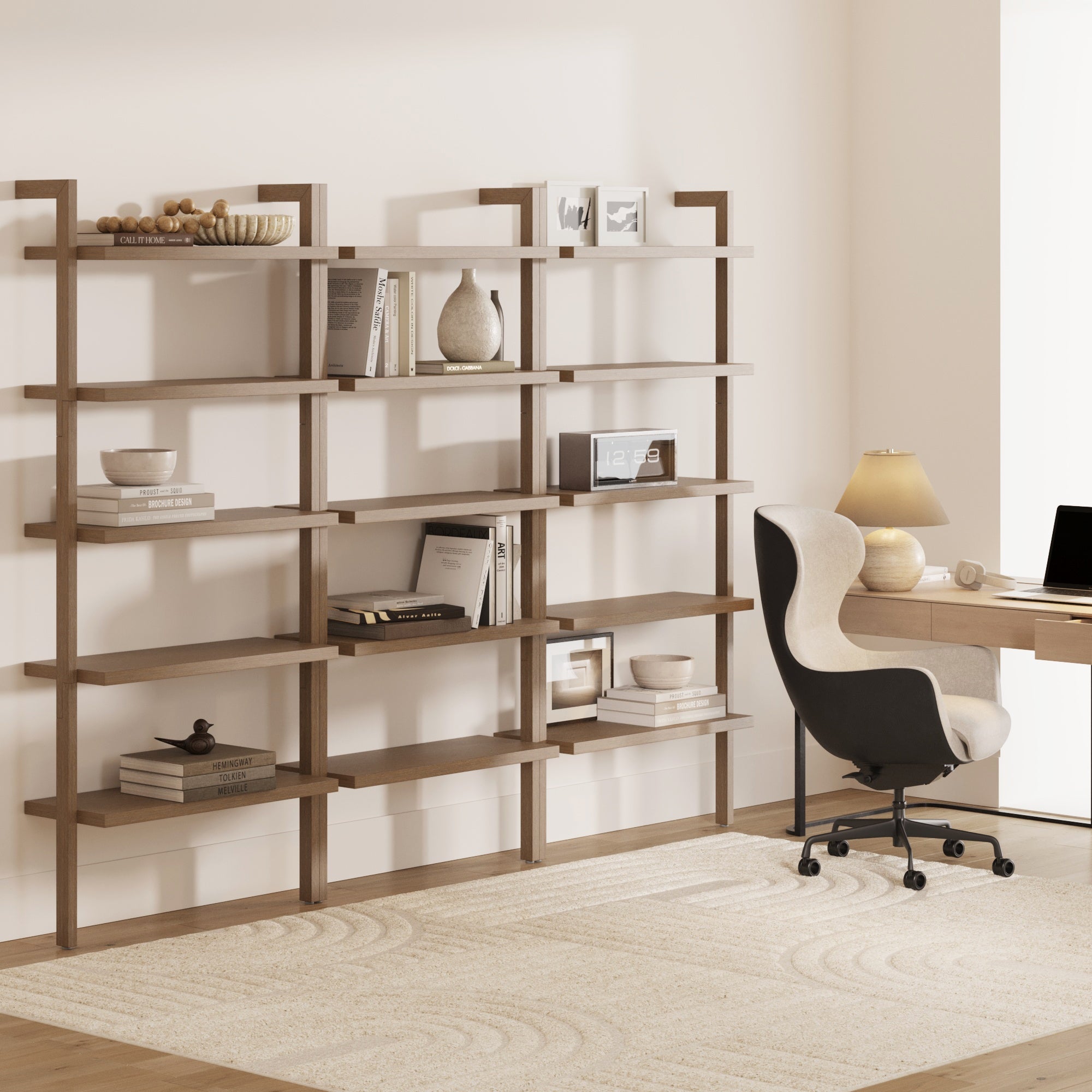 Beacon 5-Shelf Wall Bookshelf Light Brown Set of 3 | Nathan James