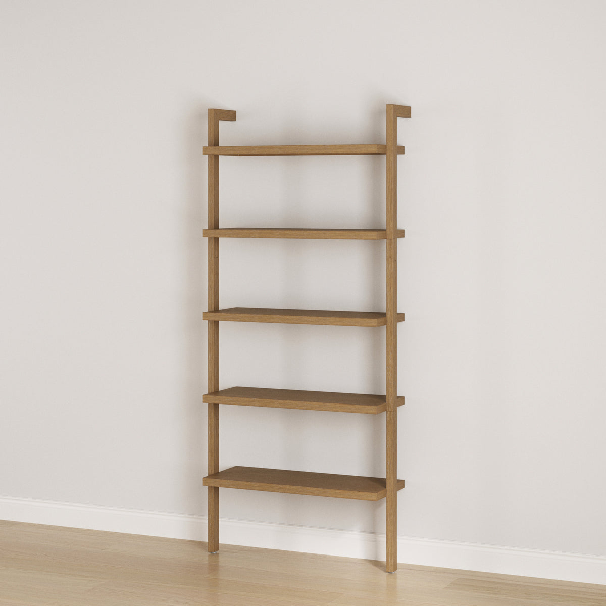 Wood 5-Shelf Ladder Wall Bookshelf Light Brown - Nathan James