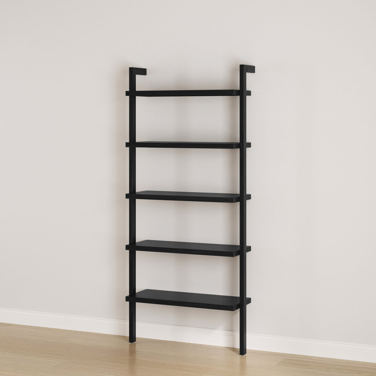 Wood 5 Tier Wall Mounted Bookshelf Black Oak - Nathan James