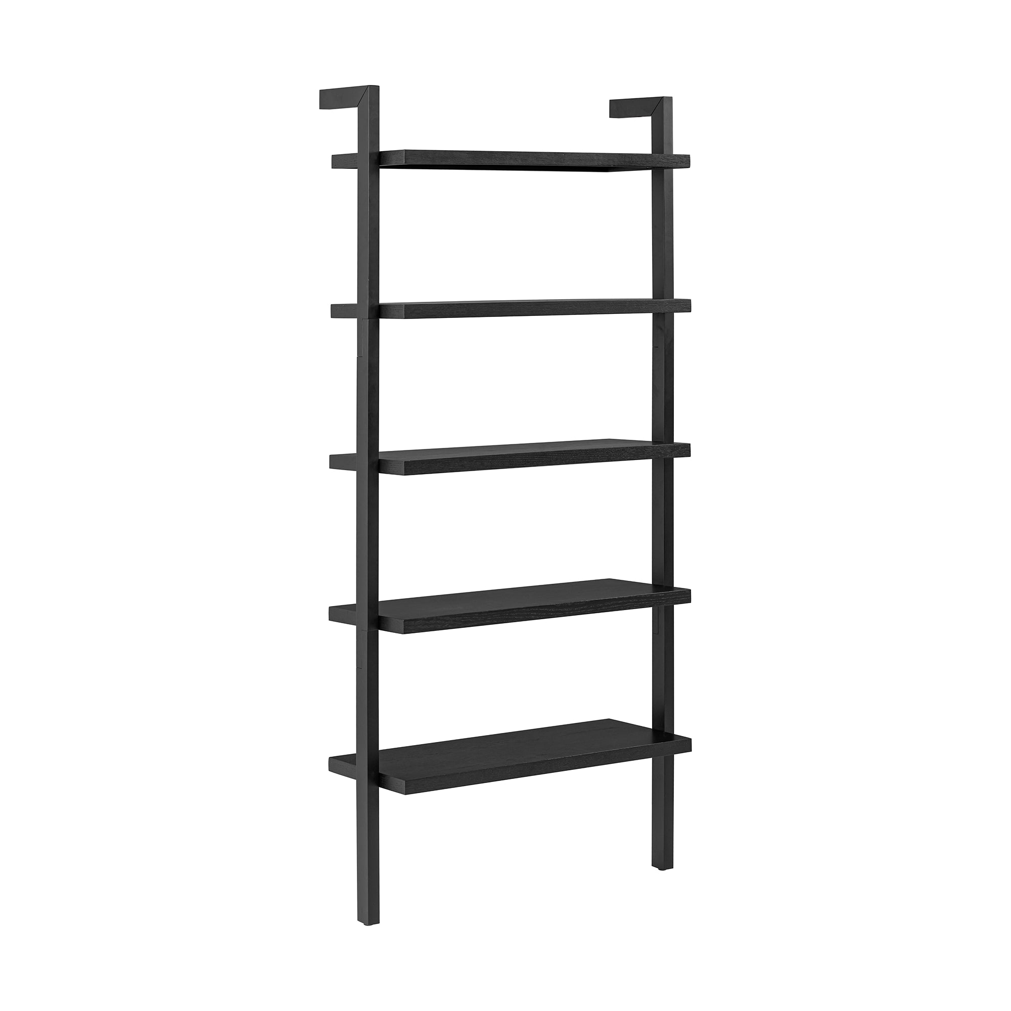 Wood 5 Tier Wall Mounted Bookshelf Black Oak (Set of 4) - Thumbnail 5