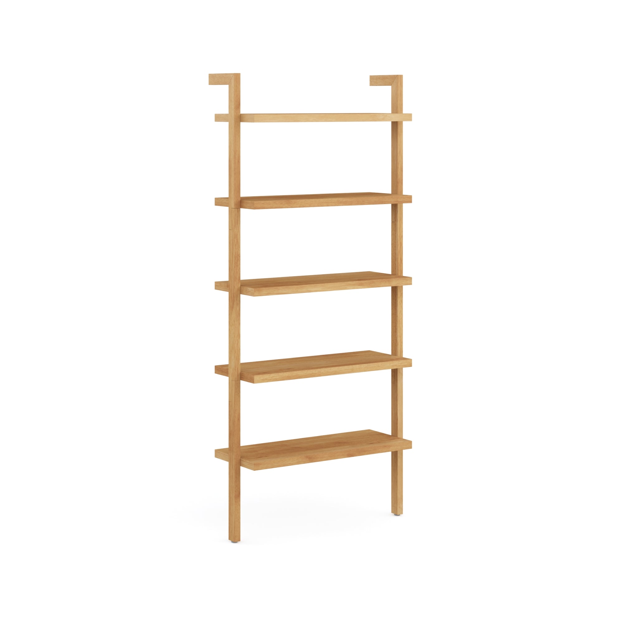 Wood 5-Shelf Ladder Wall Bookshelf - Thumbnail 2