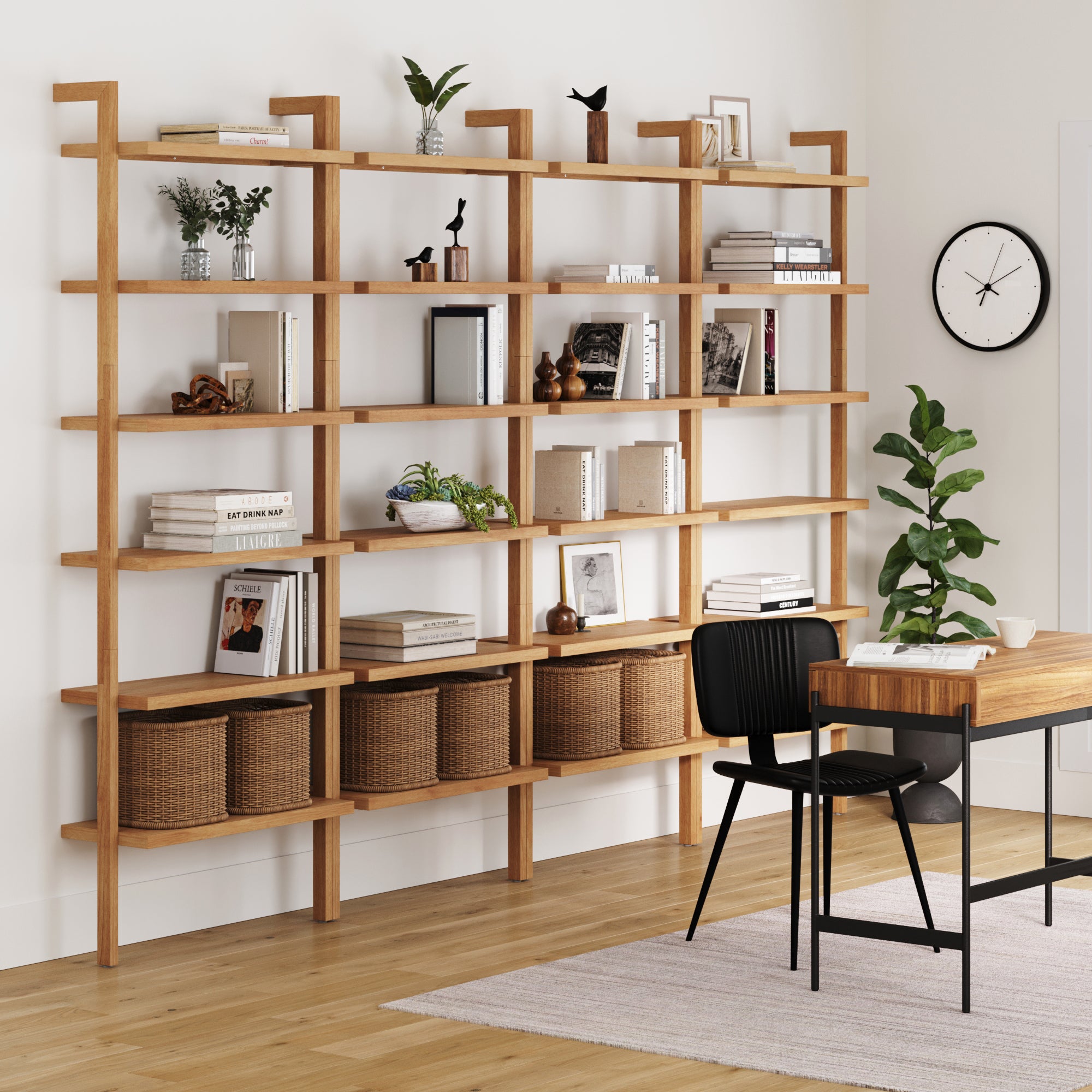 Modern 6 - Shelf Wall Mounted Solid Wood Bookcase Warm Pine (Set of 4) - Nathan James
