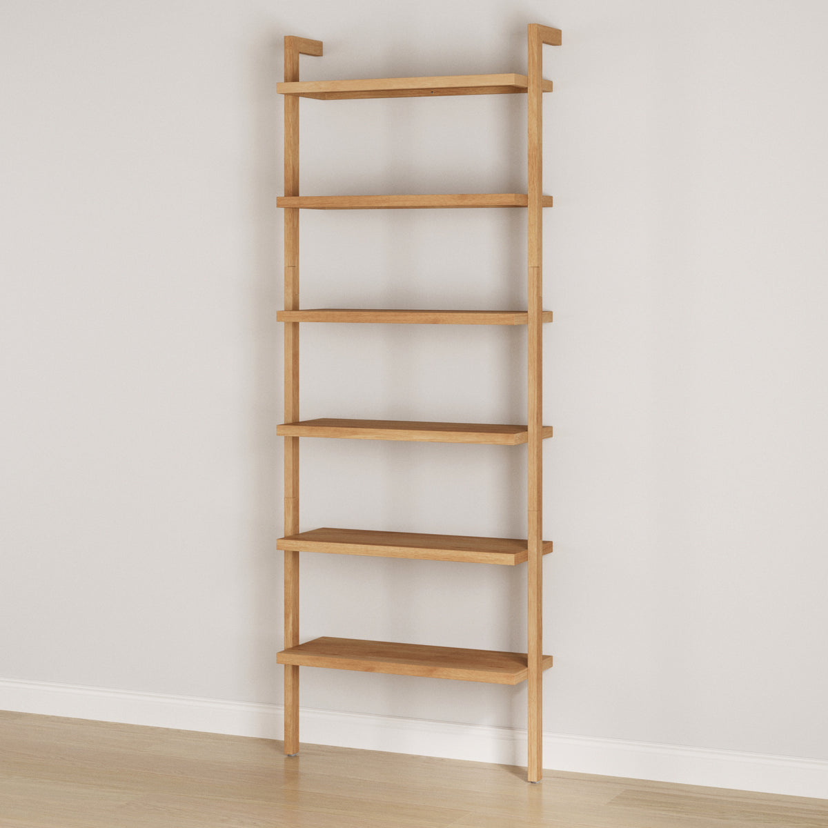Modern 6-Shelf Wall Mounted Solid Wood Bookcase Warm Pine - Nathan James