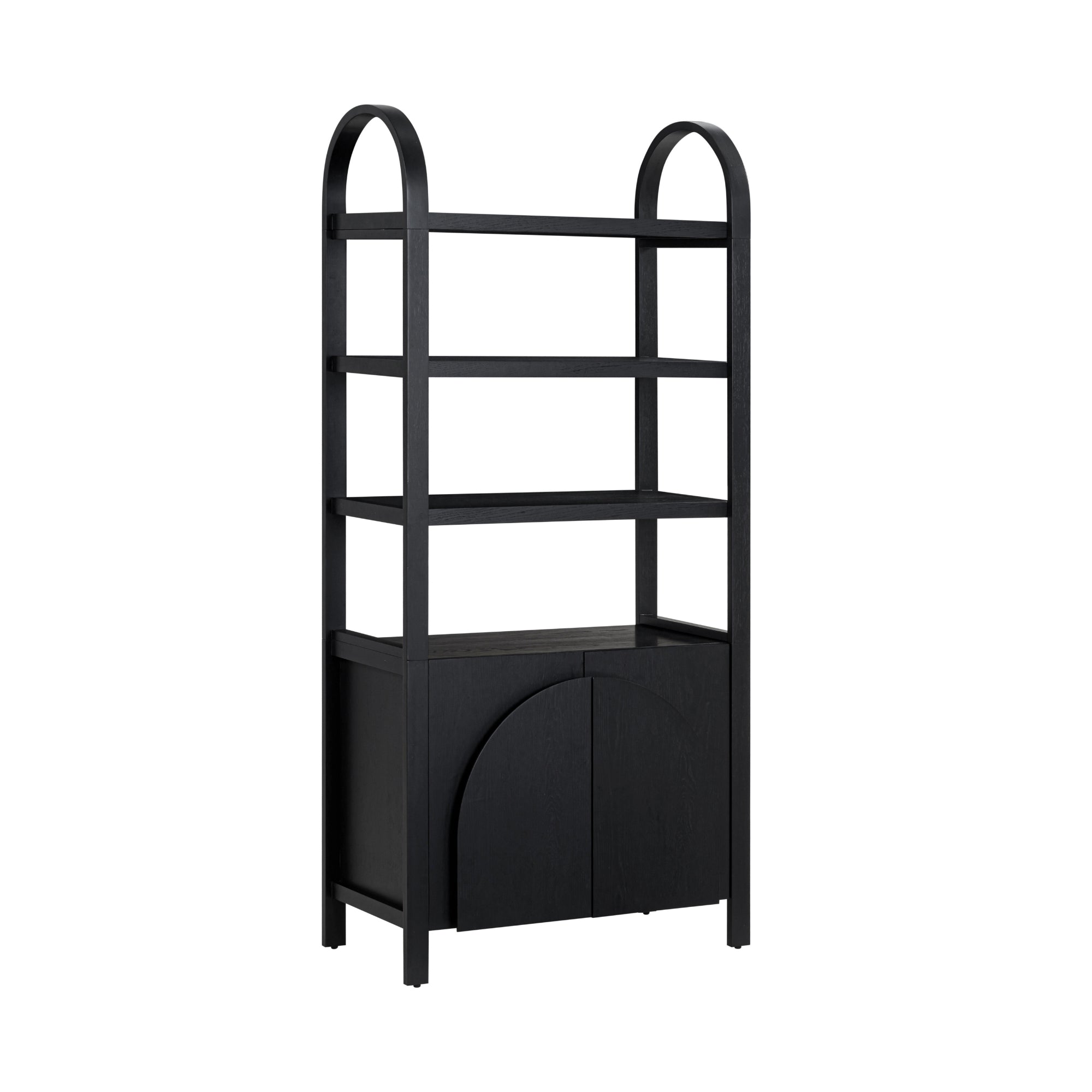 Mid-Century Arched Door Bookshelf with Doors - Thumbnail 2