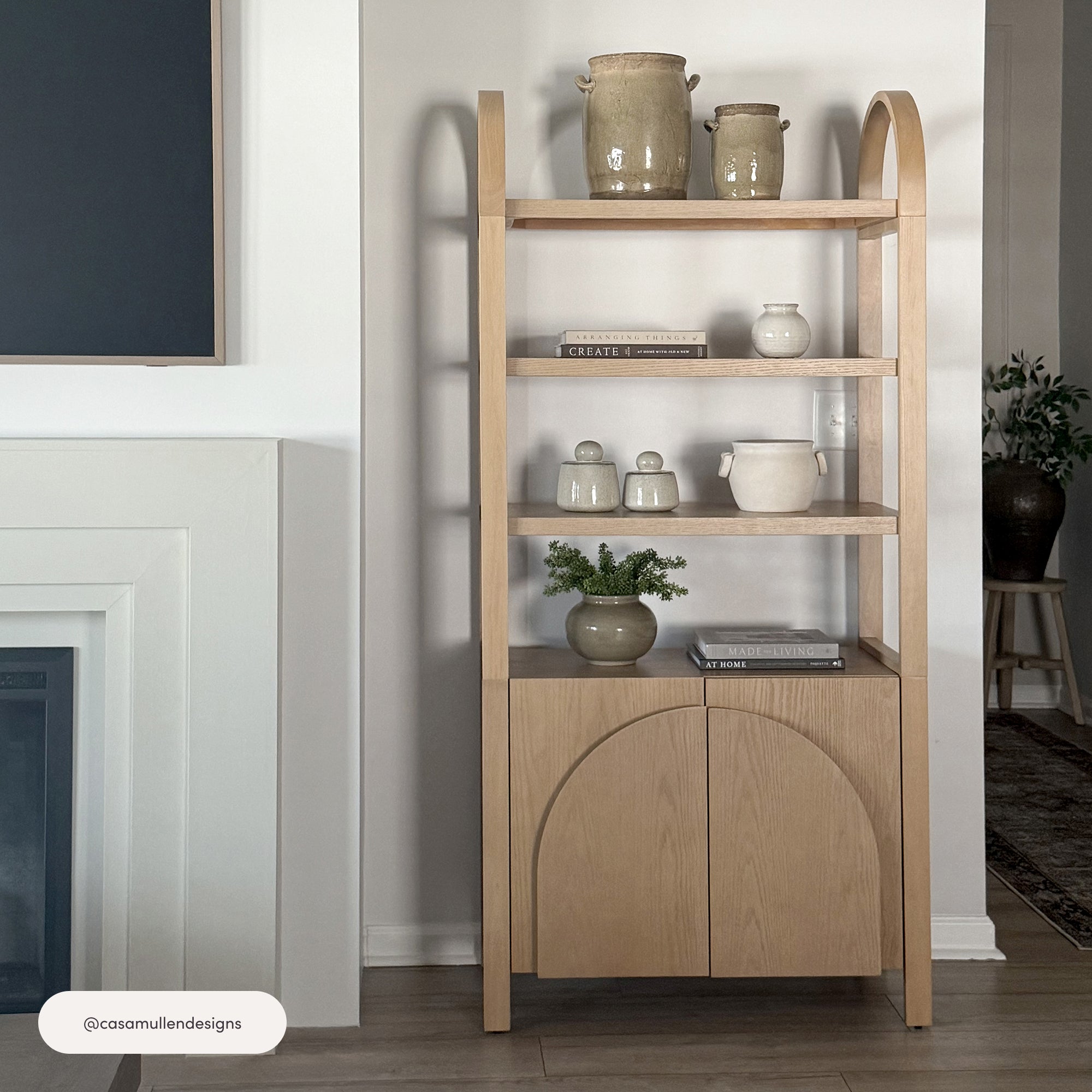 Iris Bookshelf Raw Oak Arched Mid-Century | Nathan James