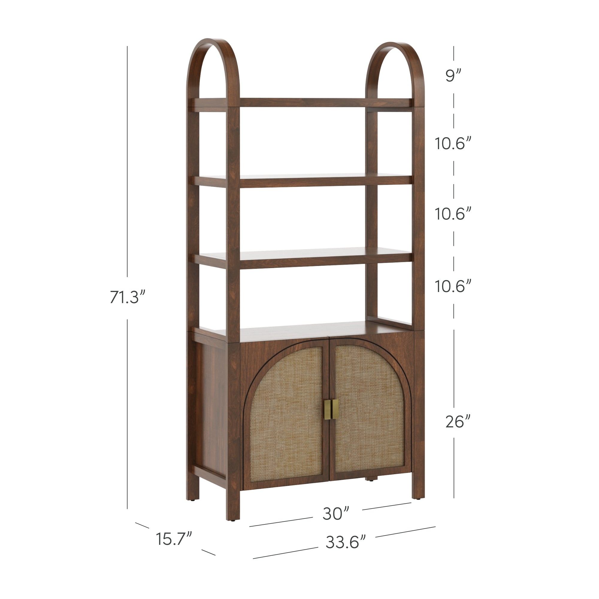 Paxton Arched Door Bookshelf Dark Acacia Set of 2 | Nathan James